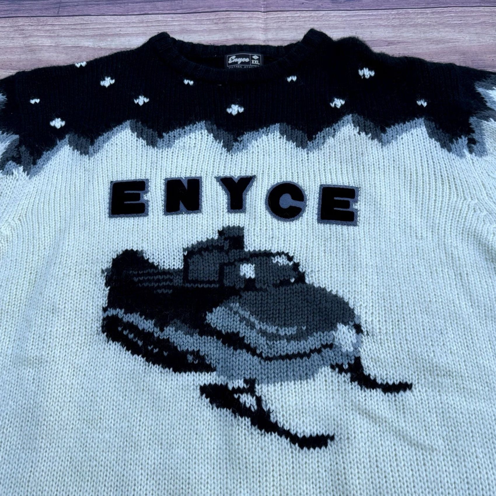 Enyce VINTAGE Enyce Sweater Pullover Knit Hoodie 2XL Gray Men 90s Hip Hop Streetwear NYC City Urban Baggy XLT Size US XXL / EU 58 / 5 - 4 Thumbnail