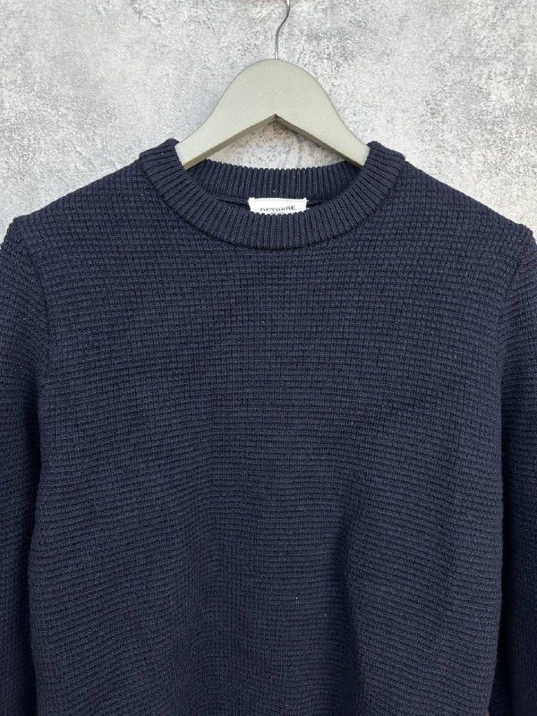 Other Octobre Editions 100% Merino Wool Waffle Knit Sweater Navy Size US XS / EU 42 / 0 - 4 Thumbnail