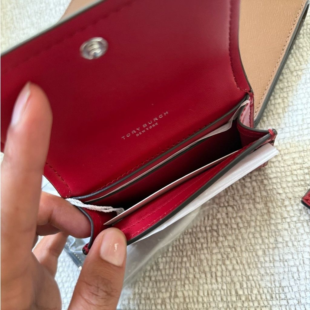 Tory Burch New TORY BURCH EMERSON PATENT FLAP CARD CASE WARM RED Size ONE SIZE - 4 Thumbnail