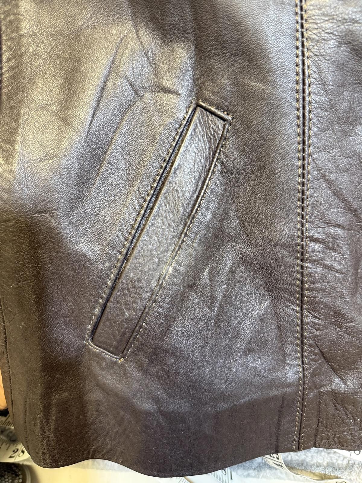 Other Vintage Black Leather Full Zip Textured Mock Neck Jacket Size US L / EU 52-54 / 3 - 6 Thumbnail