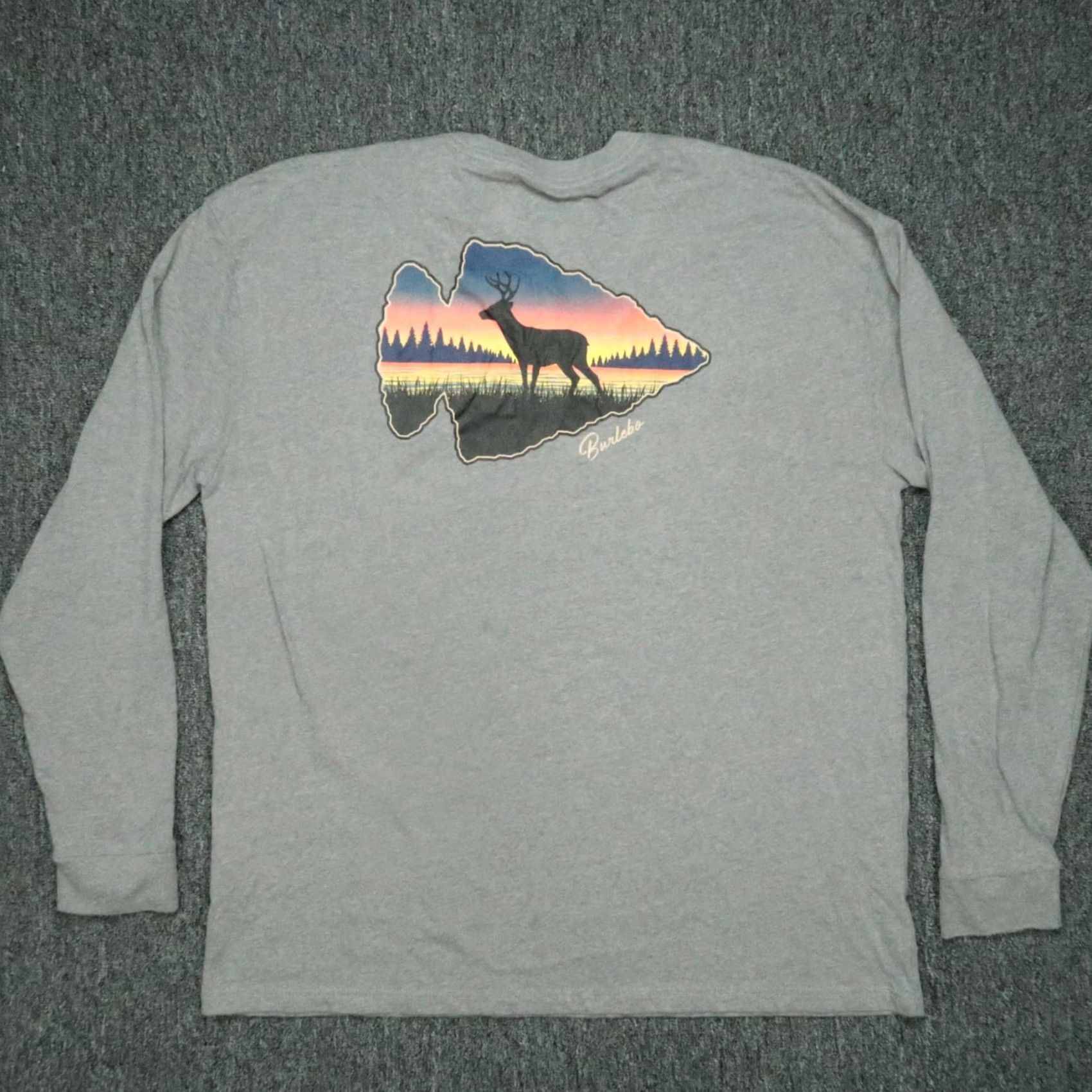 Vintage Burlebo Shirt Mens XL Gray Long Sleeve Crew Arrowhead Deer Hunting Tee Size US XL / EU 56 / 4 - 4 Thumbnail