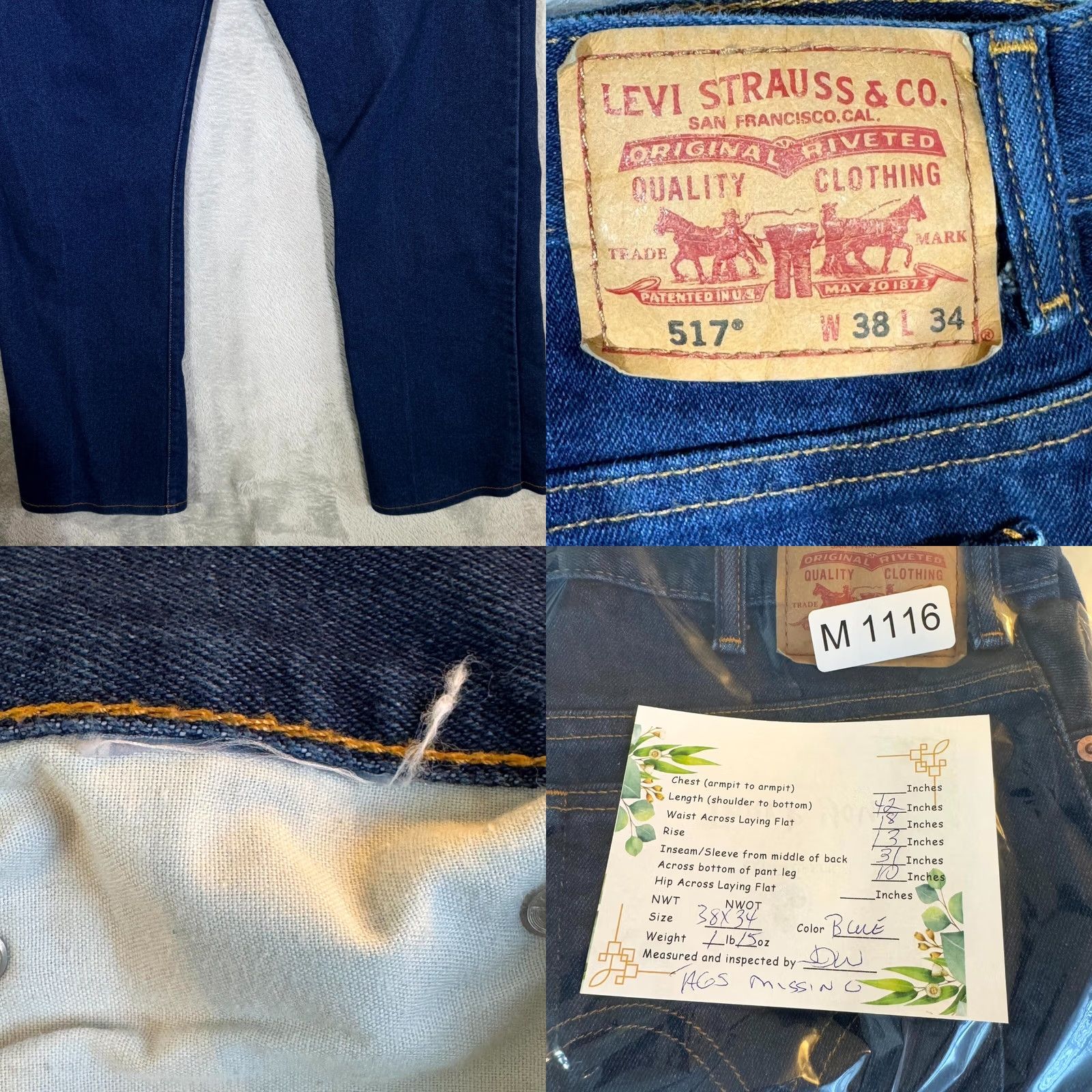 Levi's Levi’s 517 Men’s Jeans 38×34 Blue Denim Medium Wash Bootcut High Rise Regular Mens Jeans Size US 38 / EU 54 - 8 Thumbnail