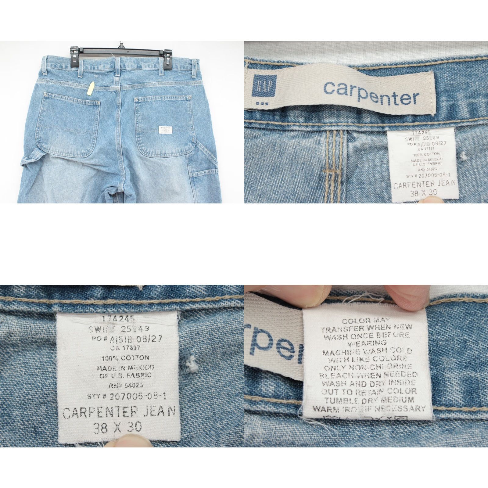 Gap VINTAGE Gap Carpenter Jeans Skater 5-Pocket Denim Mens Size 38x30 Blue 90s Grunge Baggy 207005 Size US 38 / EU 54 - 8 Thumbnail