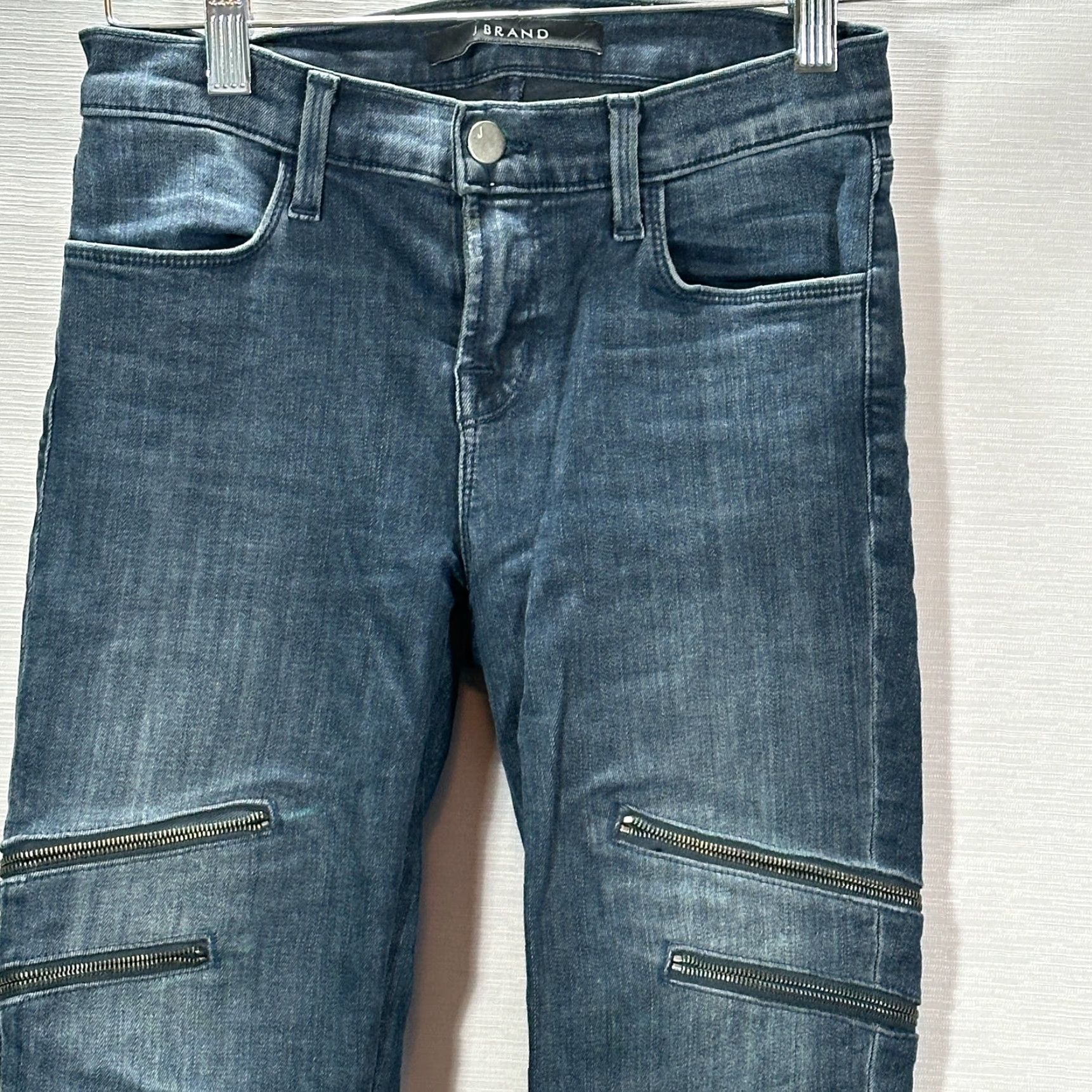 J Brand J Brand Jeans Women 24 Dee Moto Zipper Leg Skinny Cotton Stretch Dark Wash Cargo Jeans Size 42" / US 20 - 3 Thumbnail