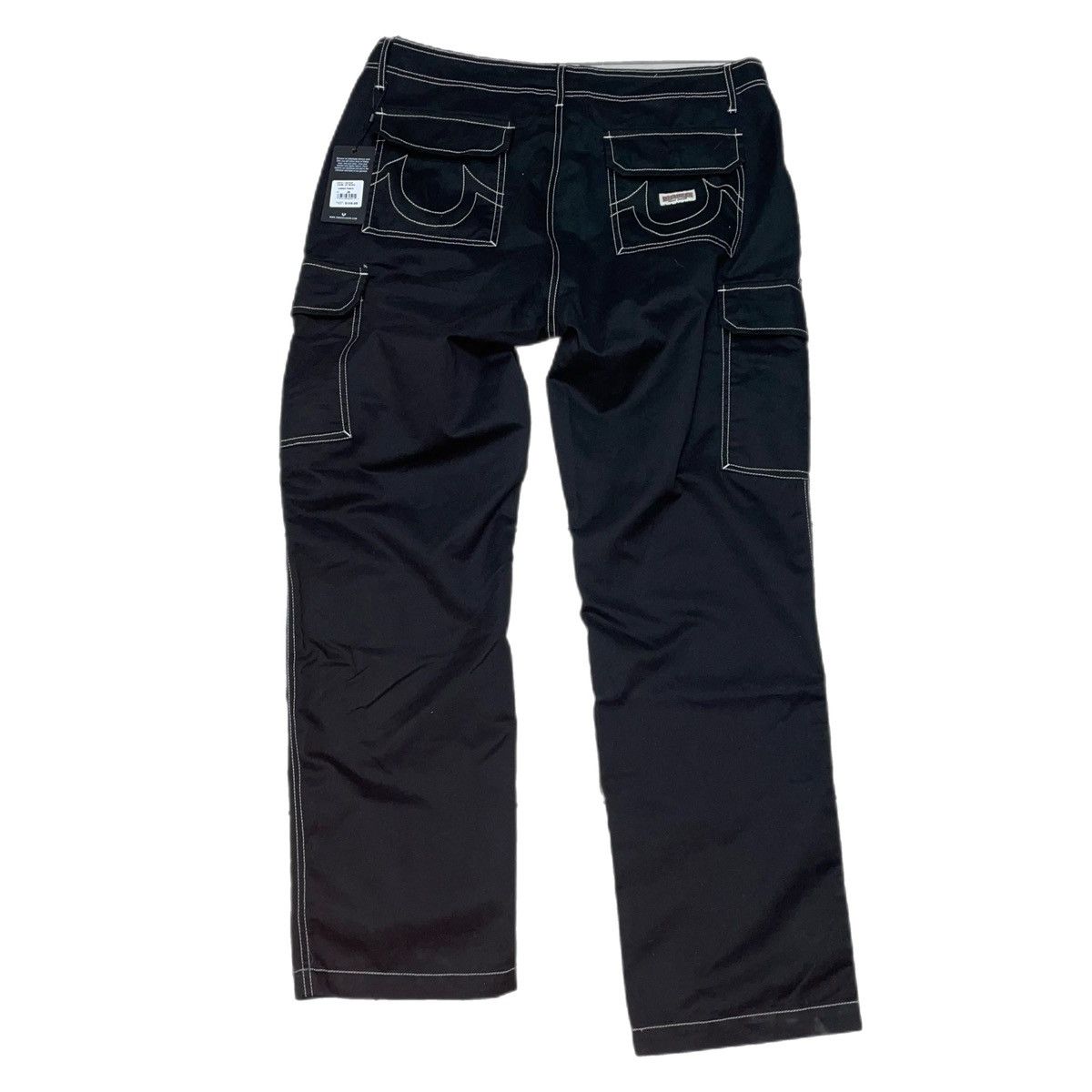 image of True Religion Contrast Stitch Cargo Pants in Black, Men's (Size 36)