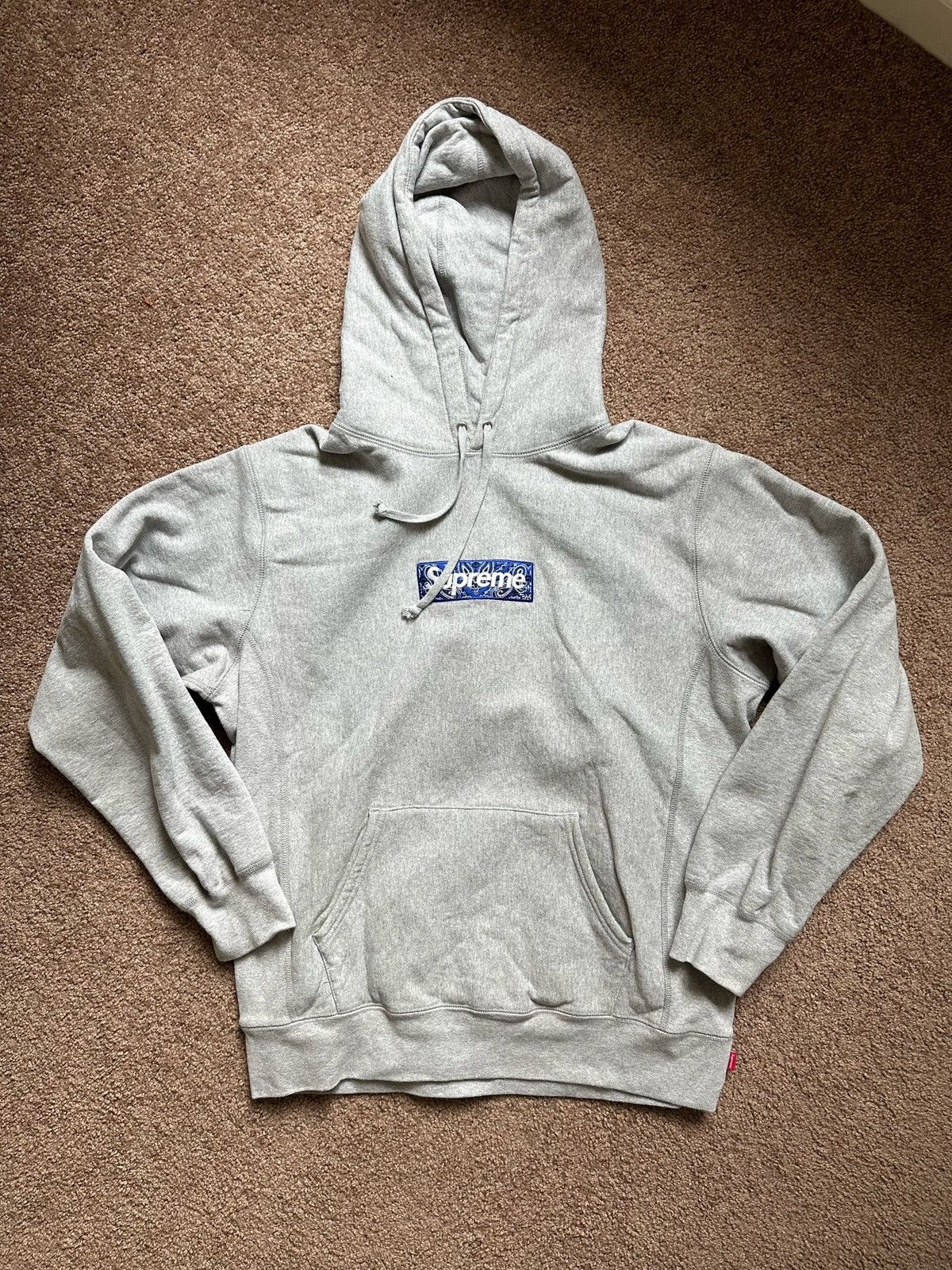 Supreme Supreme Bandana Box Logo Grey Hoodie | Grailed