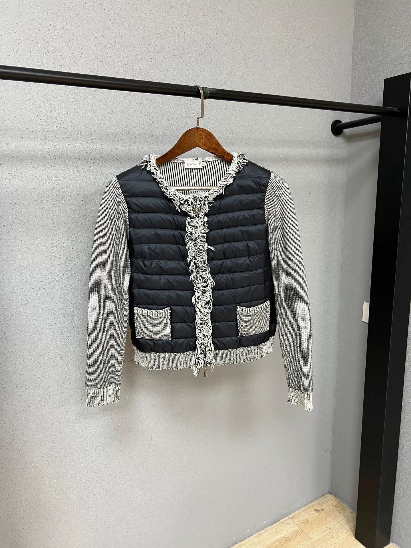Moncler grey ruffled hem sweater by Moncler Size S / US 4 / IT 40 - 1 Thumbnail