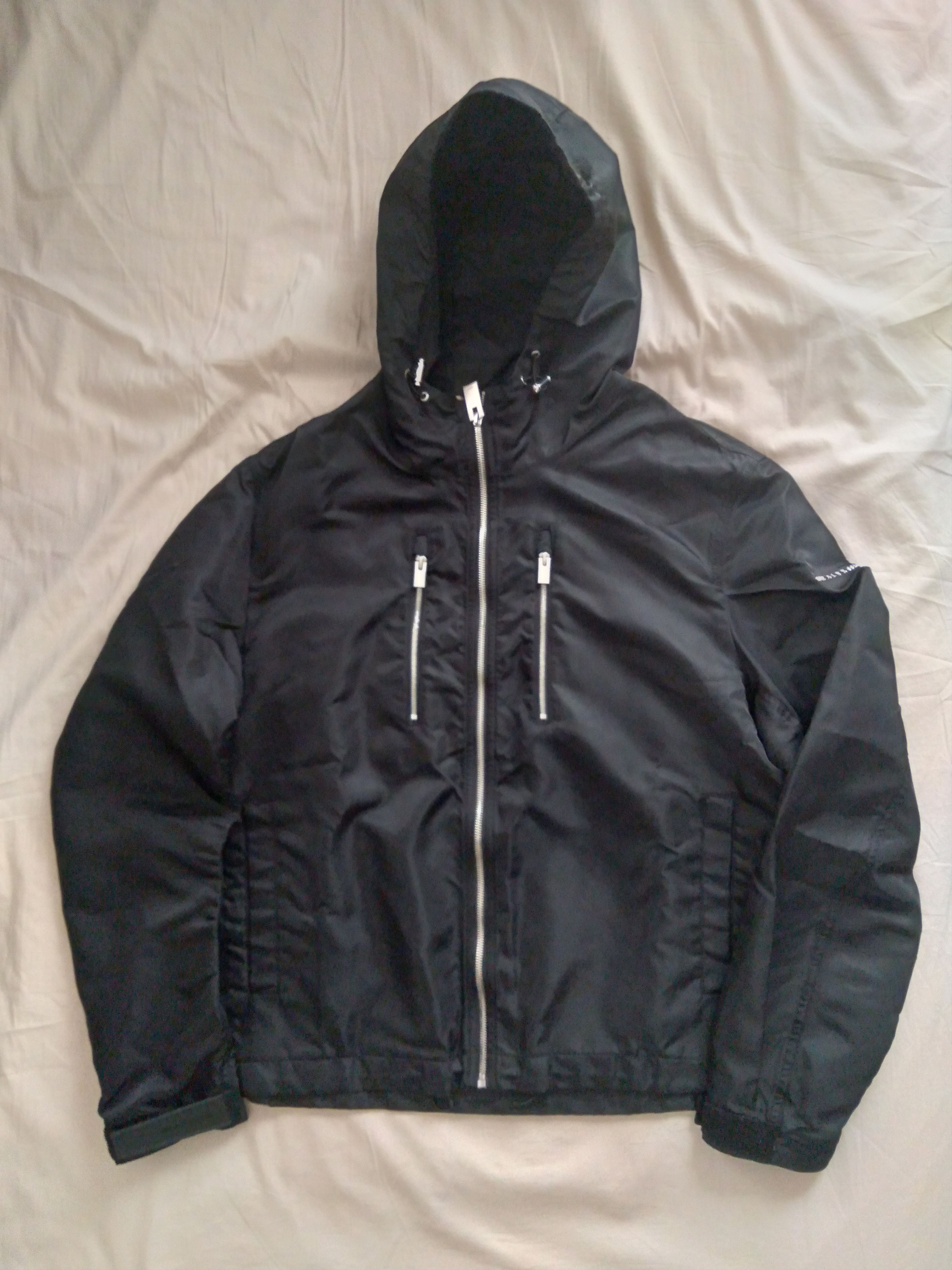 Nylon Windbreaker Jacket Black Medium