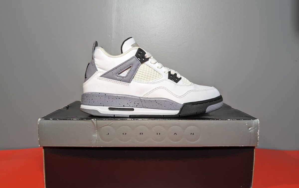 image of Size 4Y (Gs) - Jordan 4 Retro White Cement Shoes, Men's