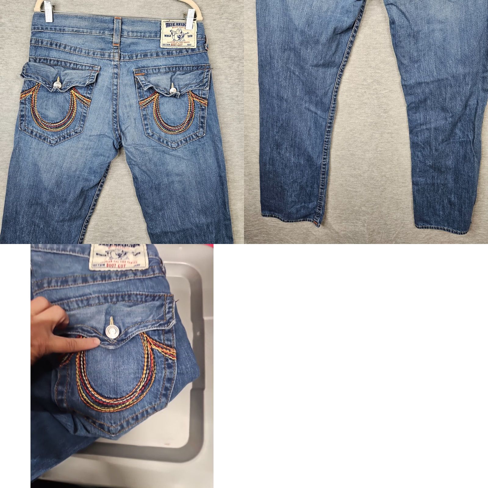True Religion True Religion Jeans YK2 Blue Boot Cut Straight Leg Flap Logo Men's Size 33 Regular Inseam 32 Denim Cotton Blend 5-Pocket Size US 33 - 9 Thumbnail
