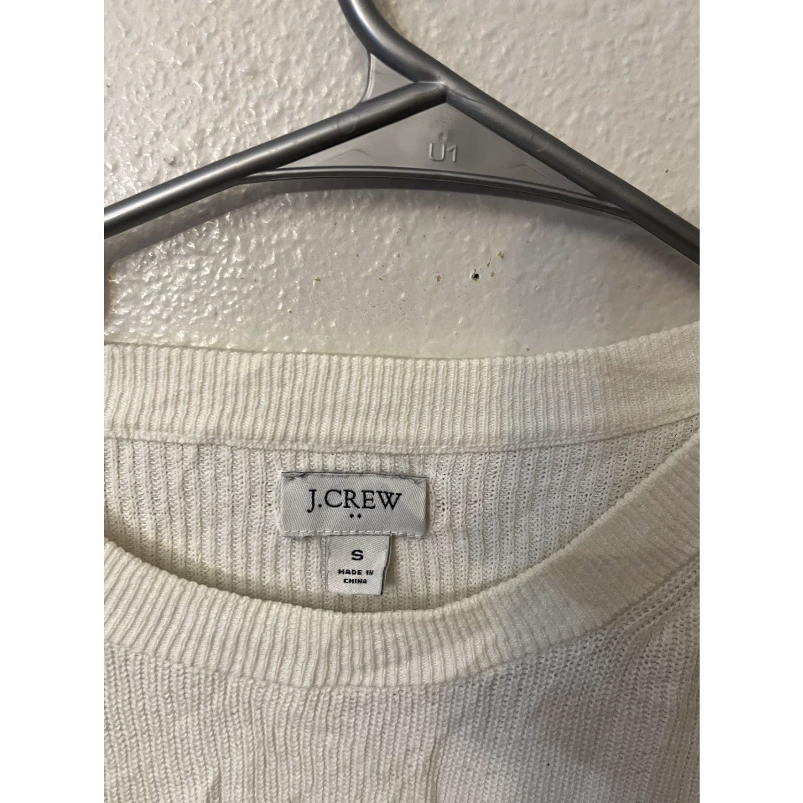 J.Crew J CREW Sweater Small White Cotton Ruffle-Sleeve Classic-Fit BE114 Womens Size S / US 4 / IT 40 - 2 Thumbnail
