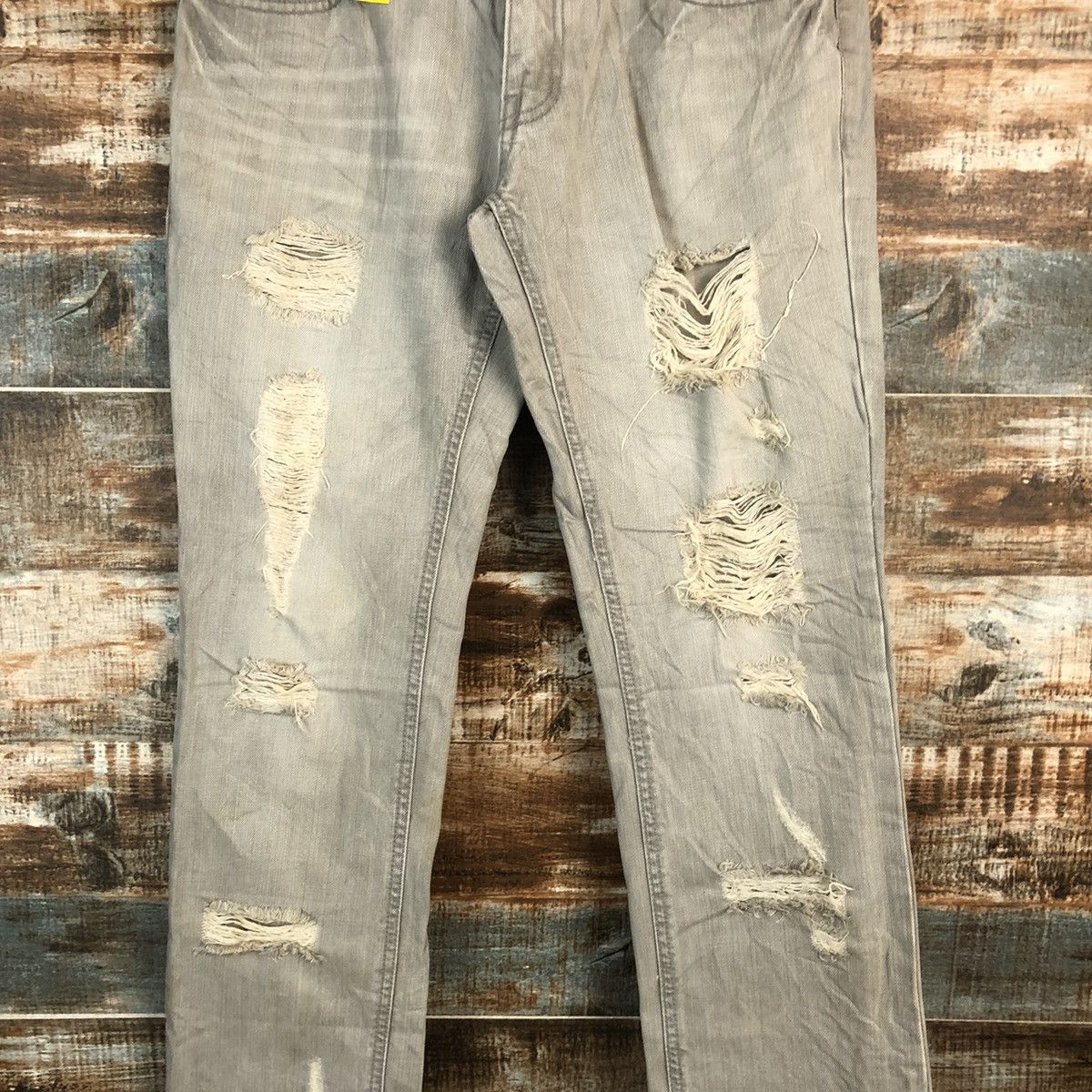 Japanese Brand DL Gennaro Jeans Grey Distressed Denim Pants #C102 Size US 27 - 5 Thumbnail