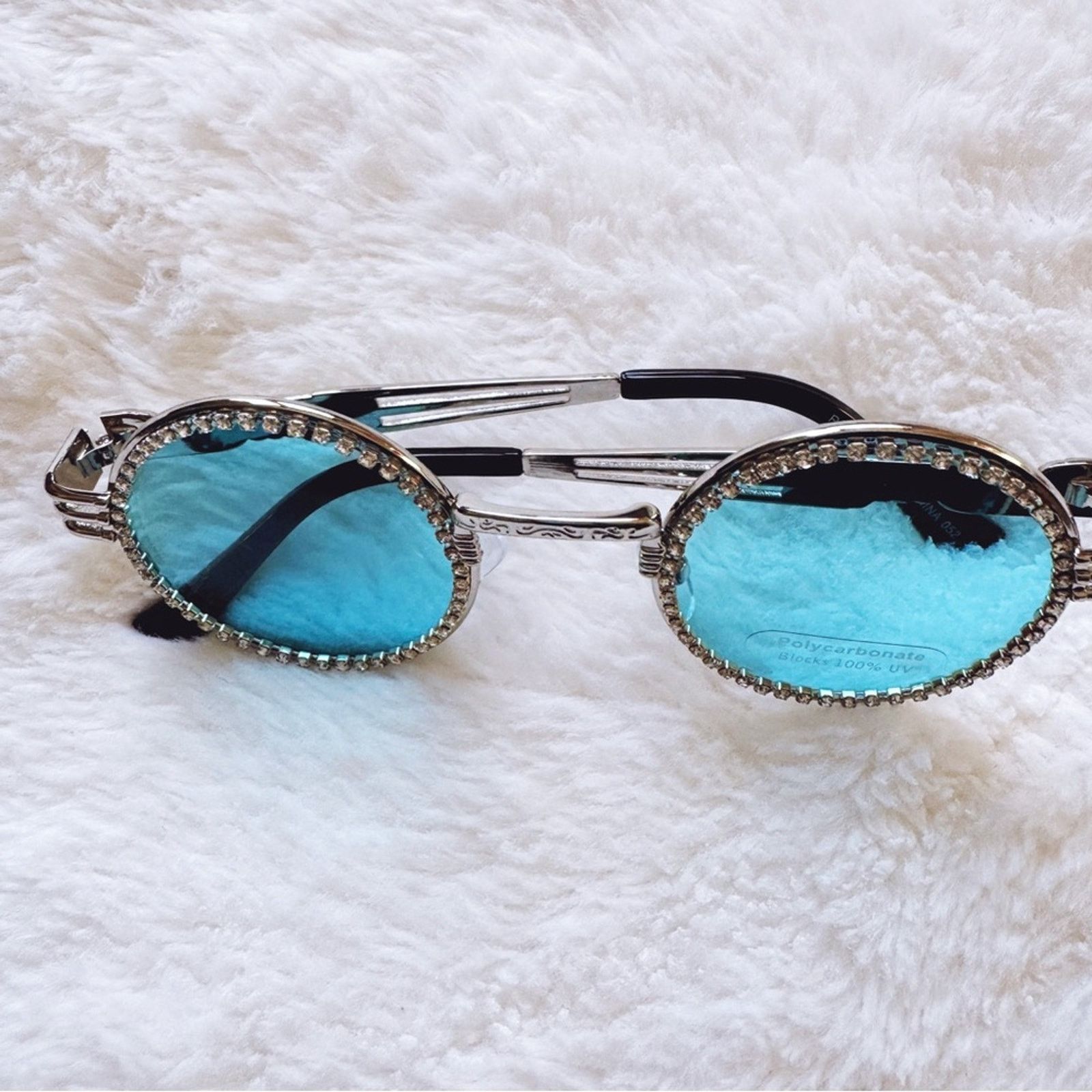 Other Kate Clear Blue Round Sunglasses Size ONE SIZE - 4 Thumbnail