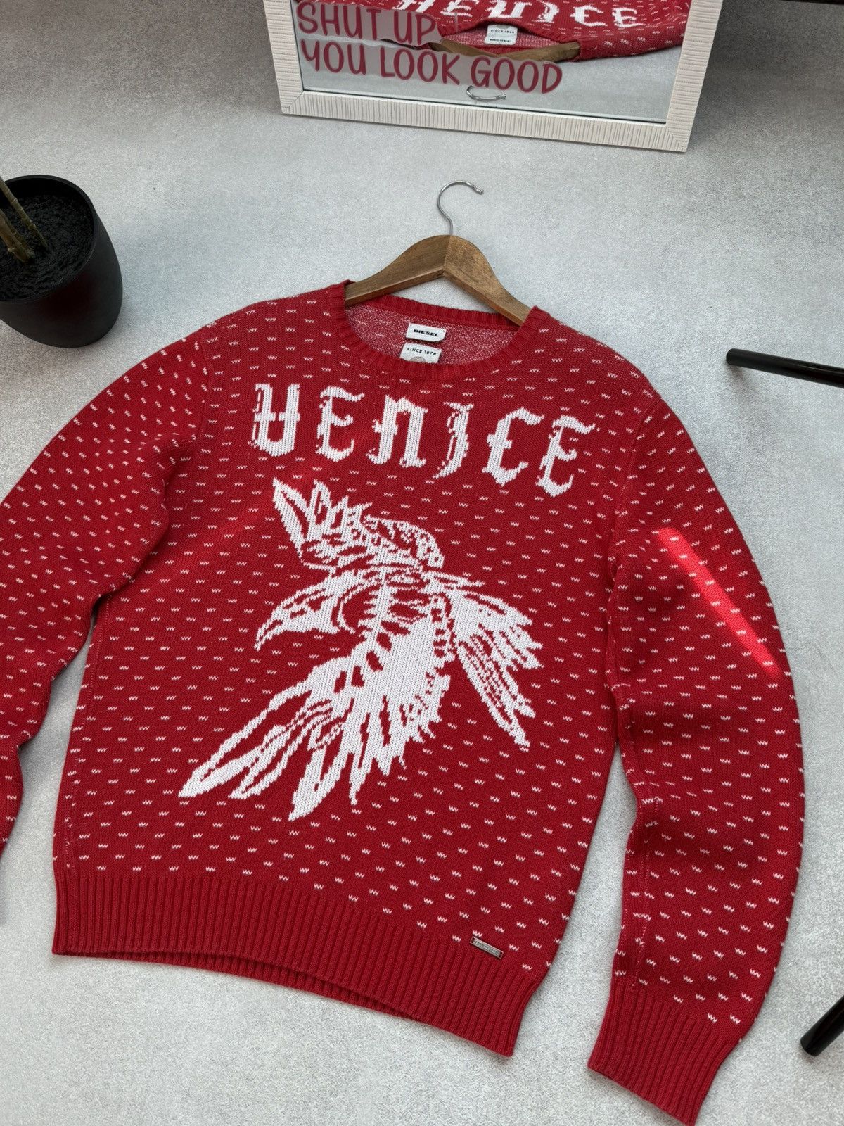 Diesel Diesel Venice Rare Sweater Men’s Pullover Eagle Red White Size US M / EU 48-50 / 2 - 5 Thumbnail