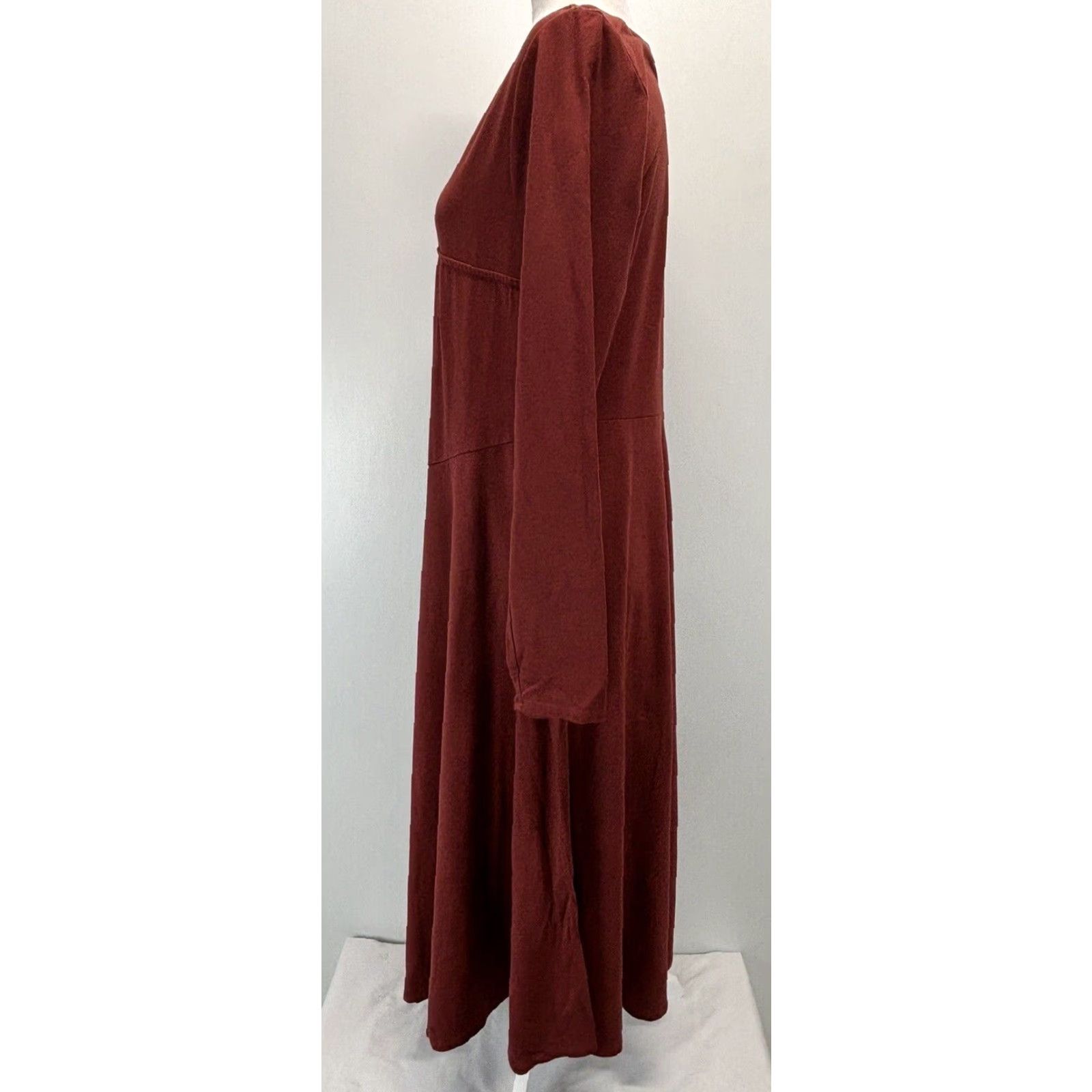 Soft Surroundings Soft Surroundings Stretch Jersey Midi Dress Sz Large Rust Cutout Asymmetric Hem Size L / US 10 / IT 46 - 2 Thumbnail