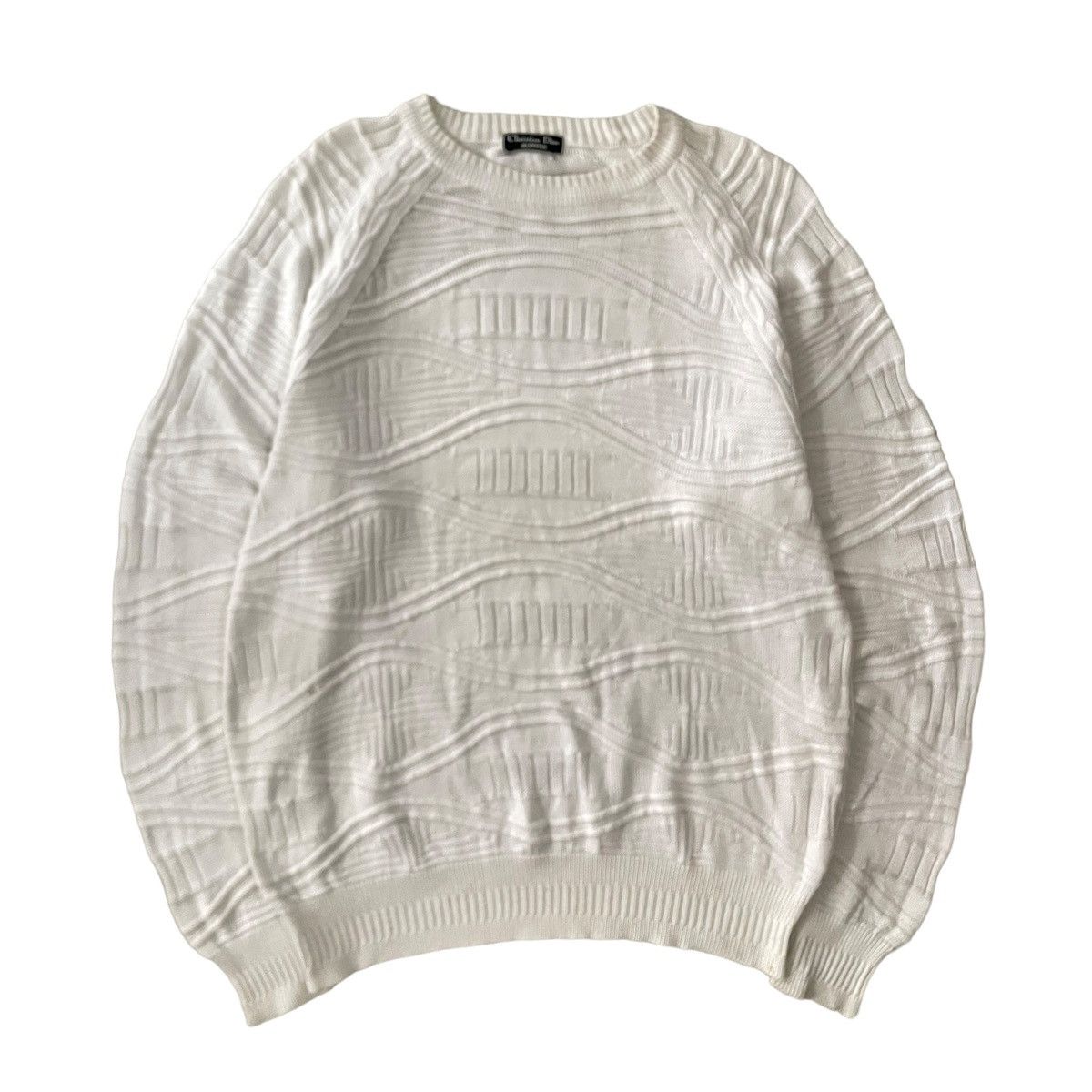 image of Vintage Christian Dior Monsieur Knitwear Sweater in White, Men's (Size Medium)