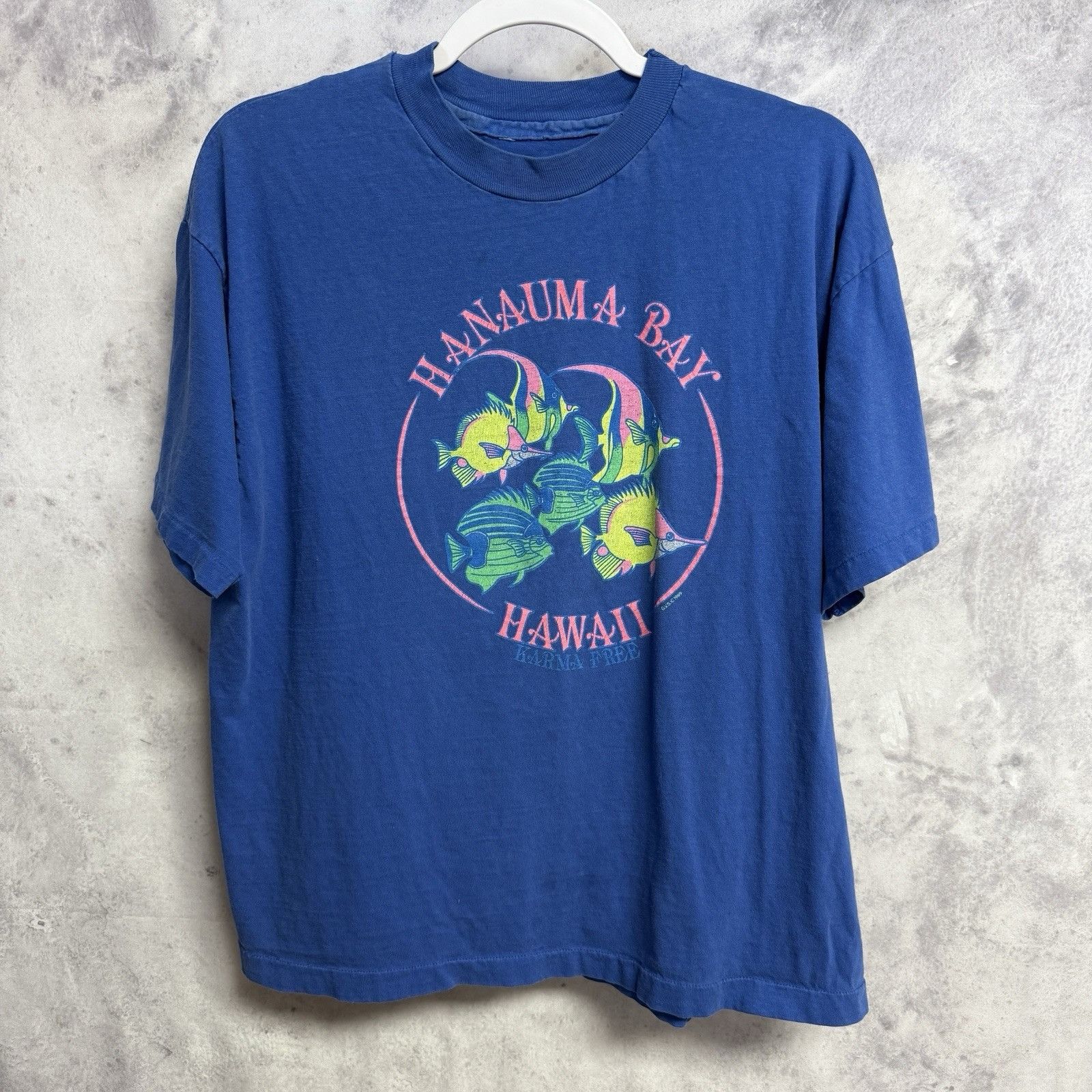 Vintage Vintage 80s Hawaii Hanauma Bay T Shirt Mens Large 21x24 Blue Size US L / EU 52-54 / 3 - 2 Thumbnail