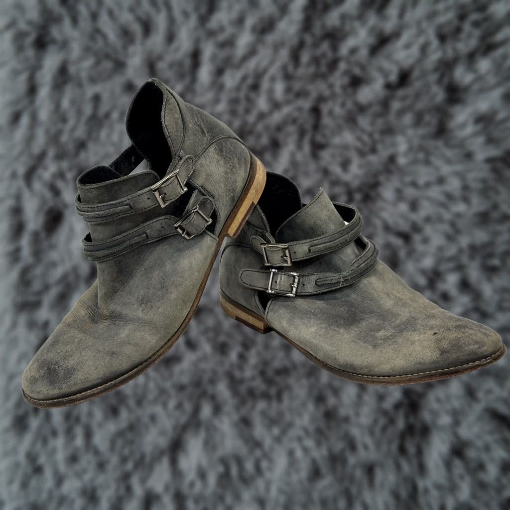 Free People Free People Braeburn Ankle Boots Women Distressed Grey Leather 39 9 Boho Festival Block Heel Leather Bootie Casual Womens Wardrobe Clean Size US 9 / IT 39 - 1 Thumbnail