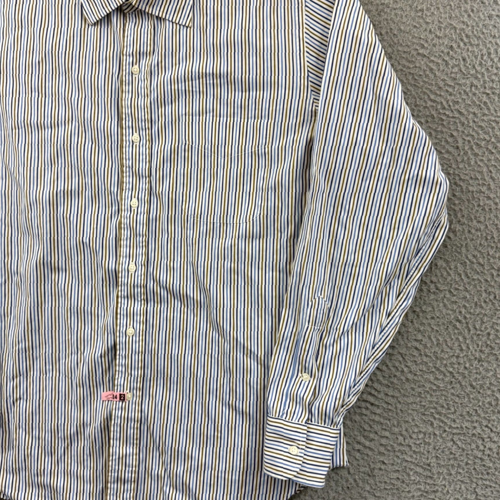 CO Carroll & Co Shirt Men’s Medium Blue Striped Button Up Long Sleeve Preppy Italy Size US M / EU 48-50 / 2 - 5 Thumbnail