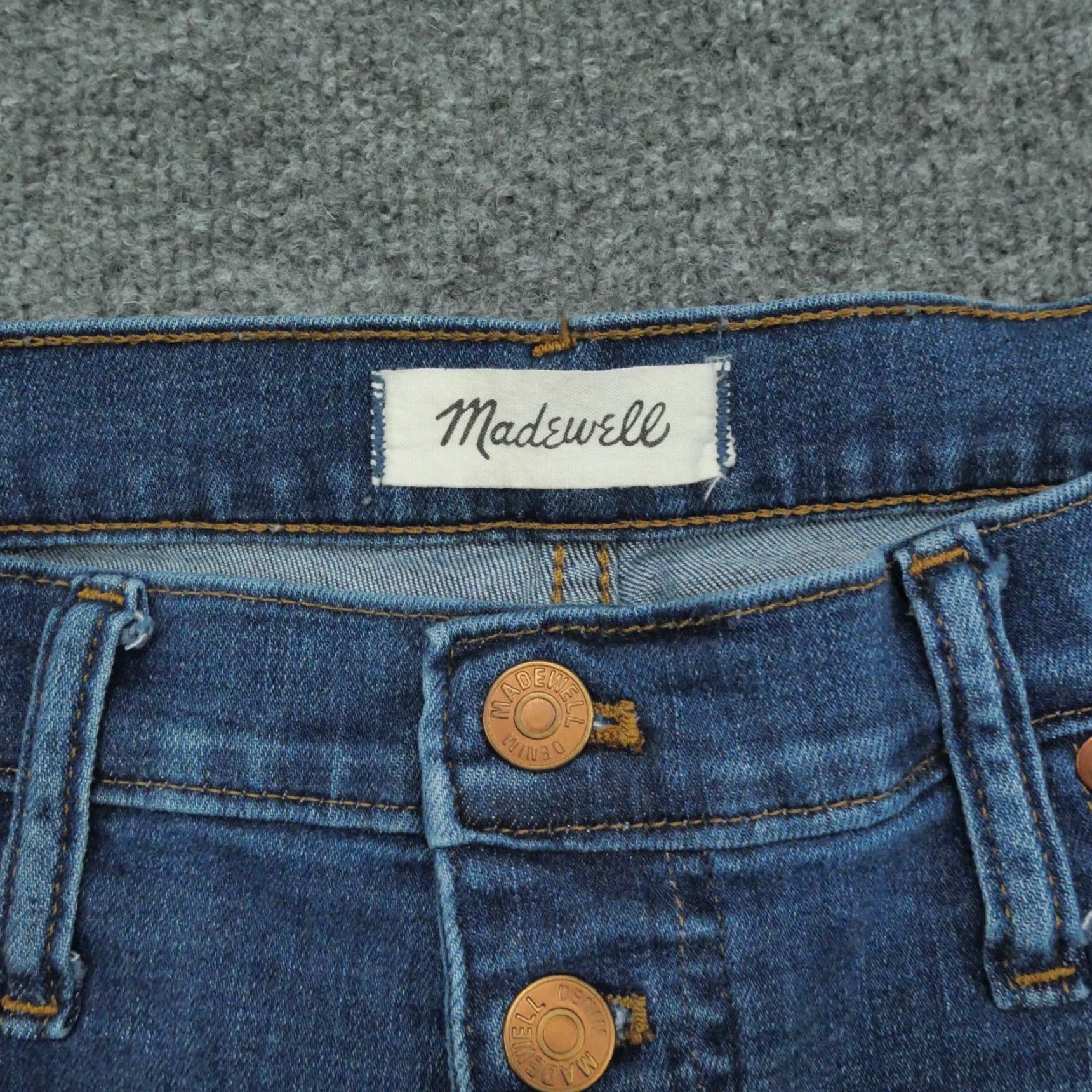 Madewell Madewell Jeans Womens 32 Blue Mid Rise Skinny Button Fly Stretch Raw Hem Crop Size 24" / US 00 / IT 34 - 3 Thumbnail