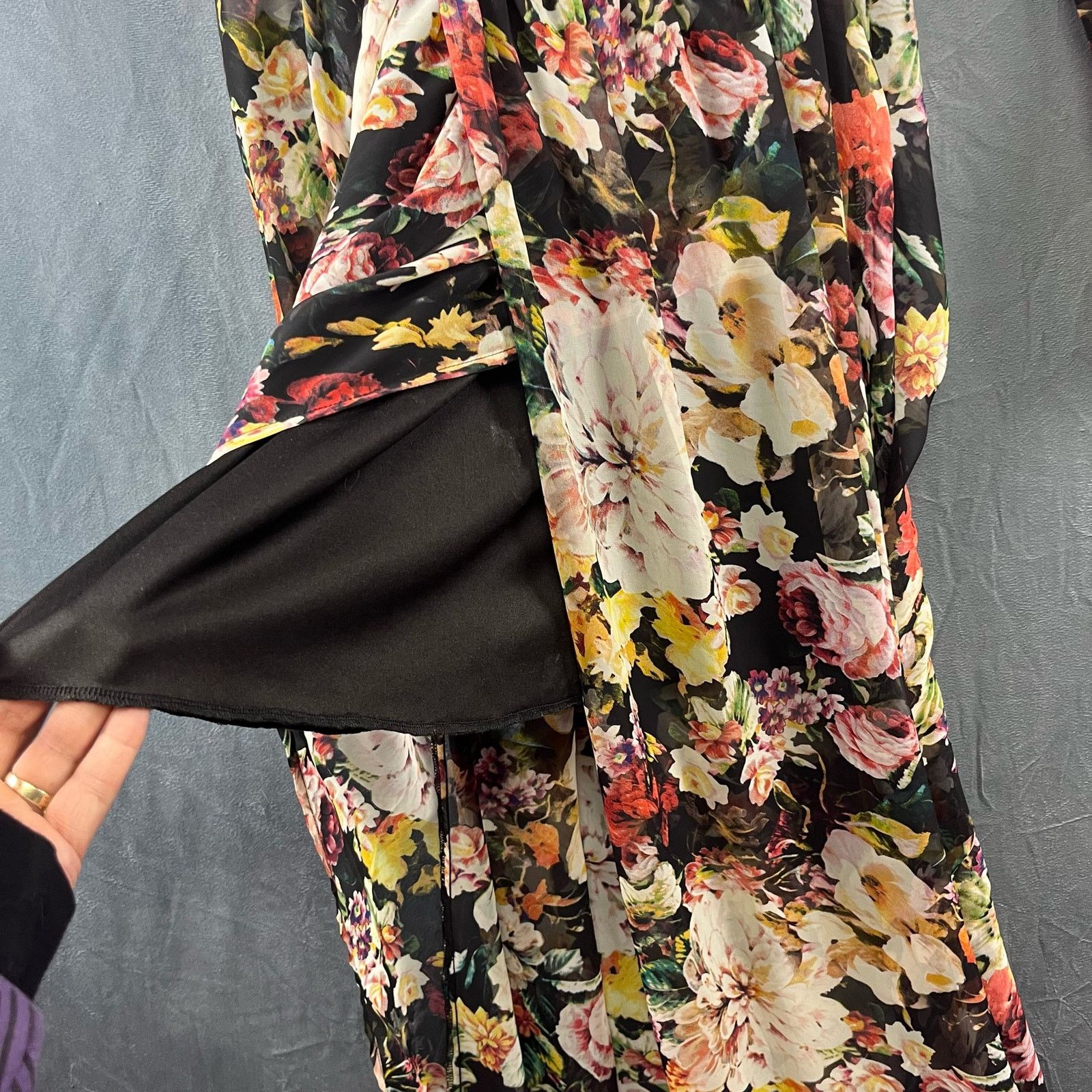 Other Floral Chiffon Maxi Dress Sleeves Cottage Peek A Boo Back Size S / US 4 / IT 40 - 5 Thumbnail