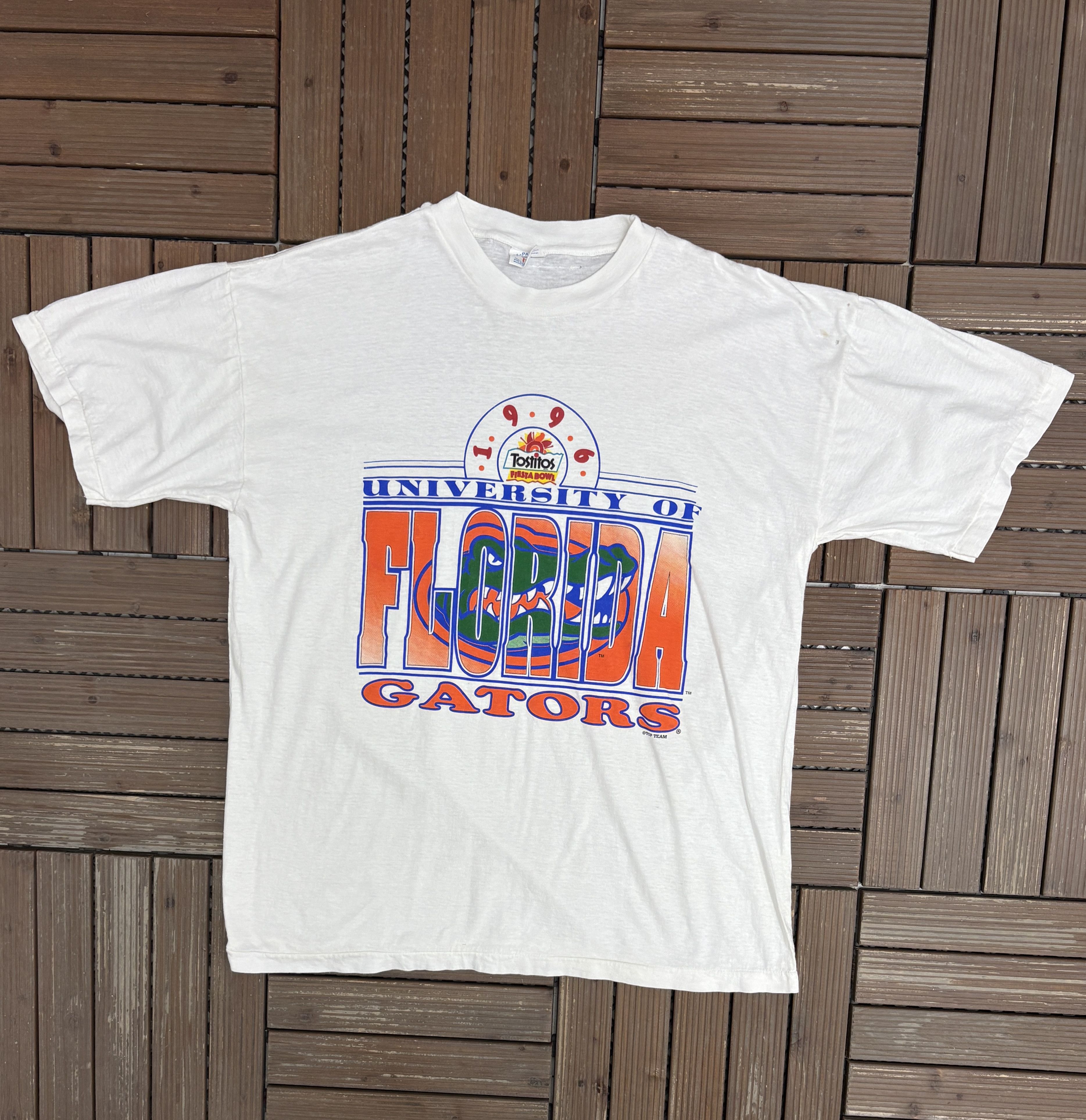 Vintage 9Florida Gators Fiesta Bowl 1996 Vintage White T-Shirt Size US XL / EU 56 / 4 - 1 Thumbnail