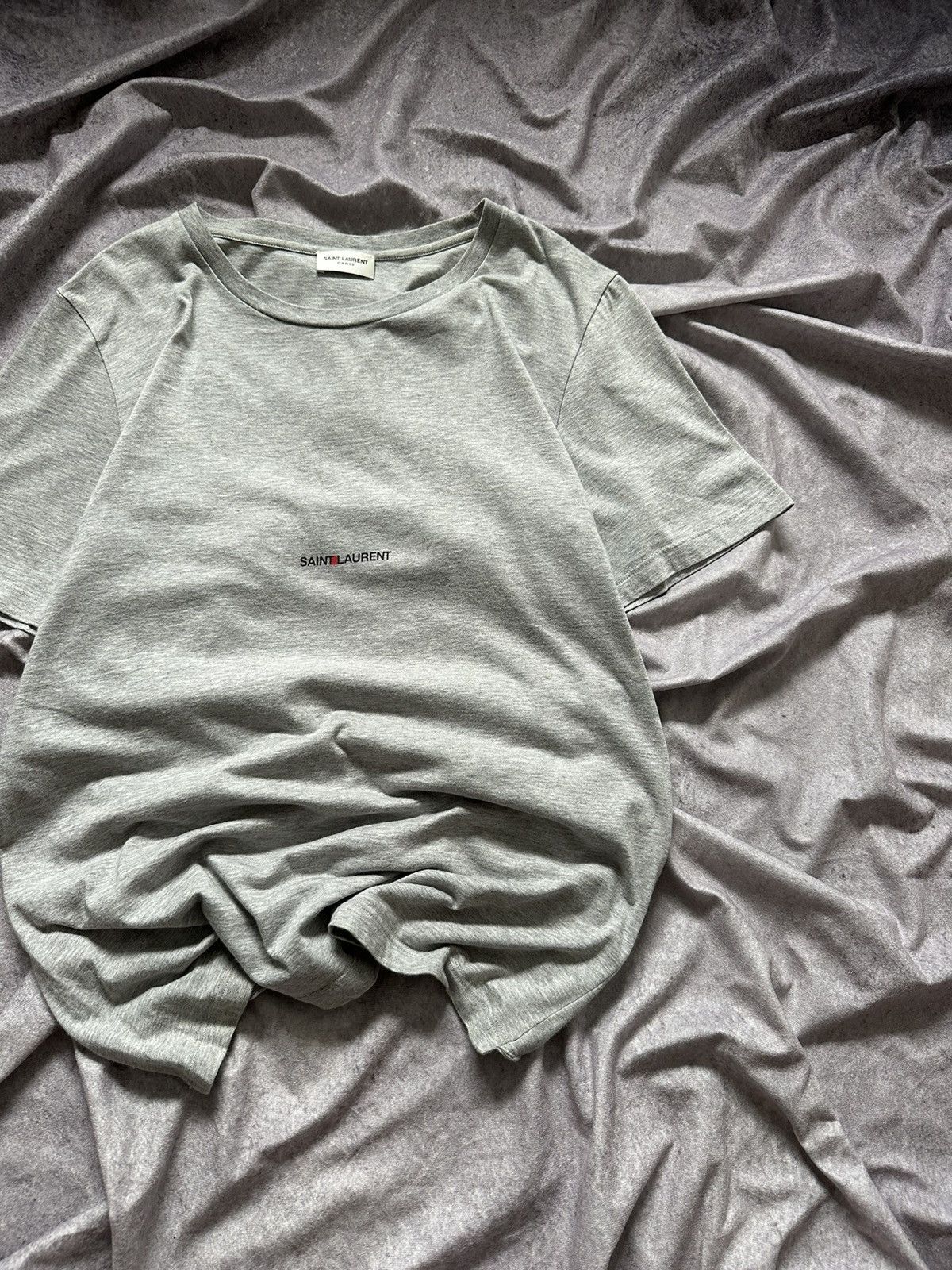 Saint Laurent Paris Saint Laurent Paris Men's Gray Logo T-Shirt Size Small Size US S / EU 44-46 / 1 - 3 Thumbnail