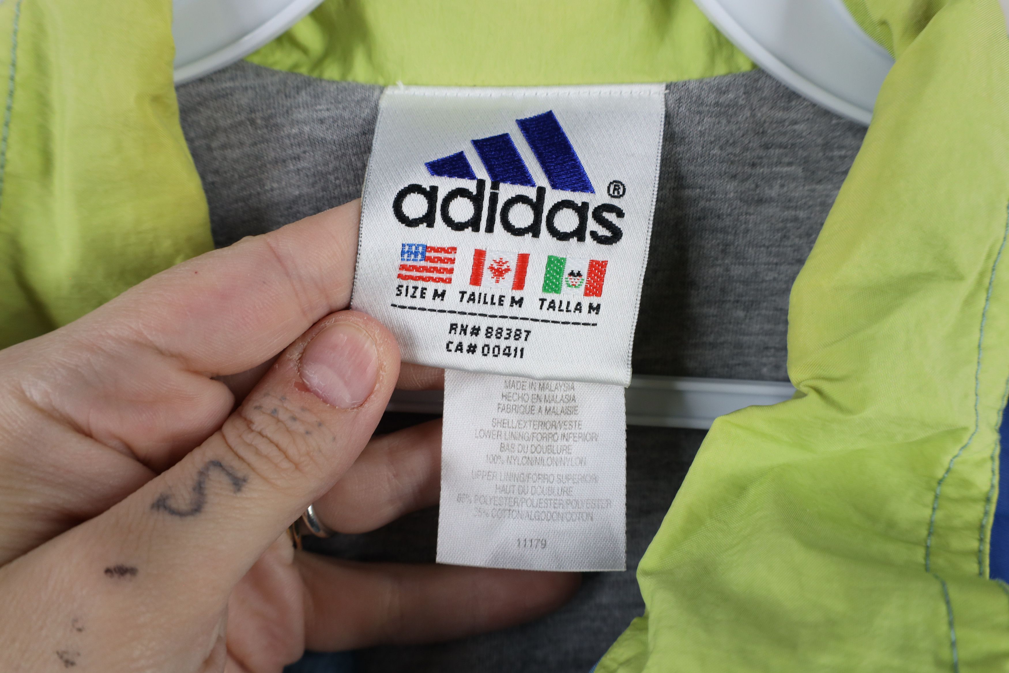 Adidas × Vintage Vintage 90s Adidas Striped Lined Windbreaker Jacket Blue Size M / US 6-8 / IT 42-44 - 7 Thumbnail