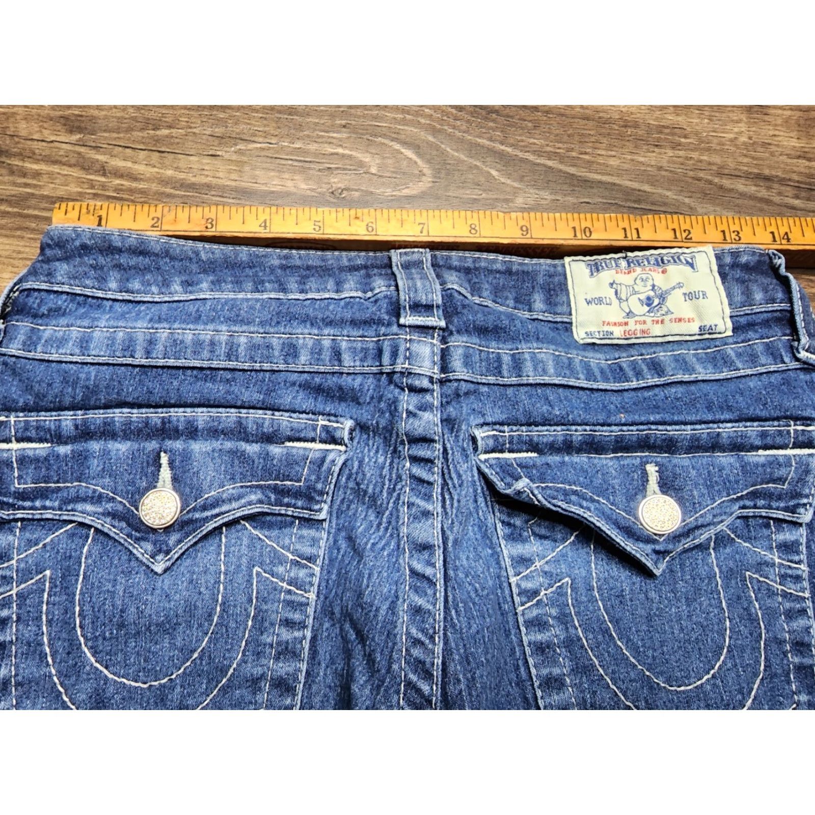 True Religion True Religion Jeans Women 29 Mid Rise Legging Denim Blue Stretch Rhinestones Womens Size 29" - 2 Thumbnail