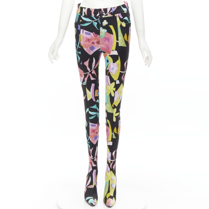 Balenciaga BALENCIAGA Runway Demna Pantashoe black floral heel boots pants IT38 EU37 Size US 7 / IT 37 - 1 Thumbnail