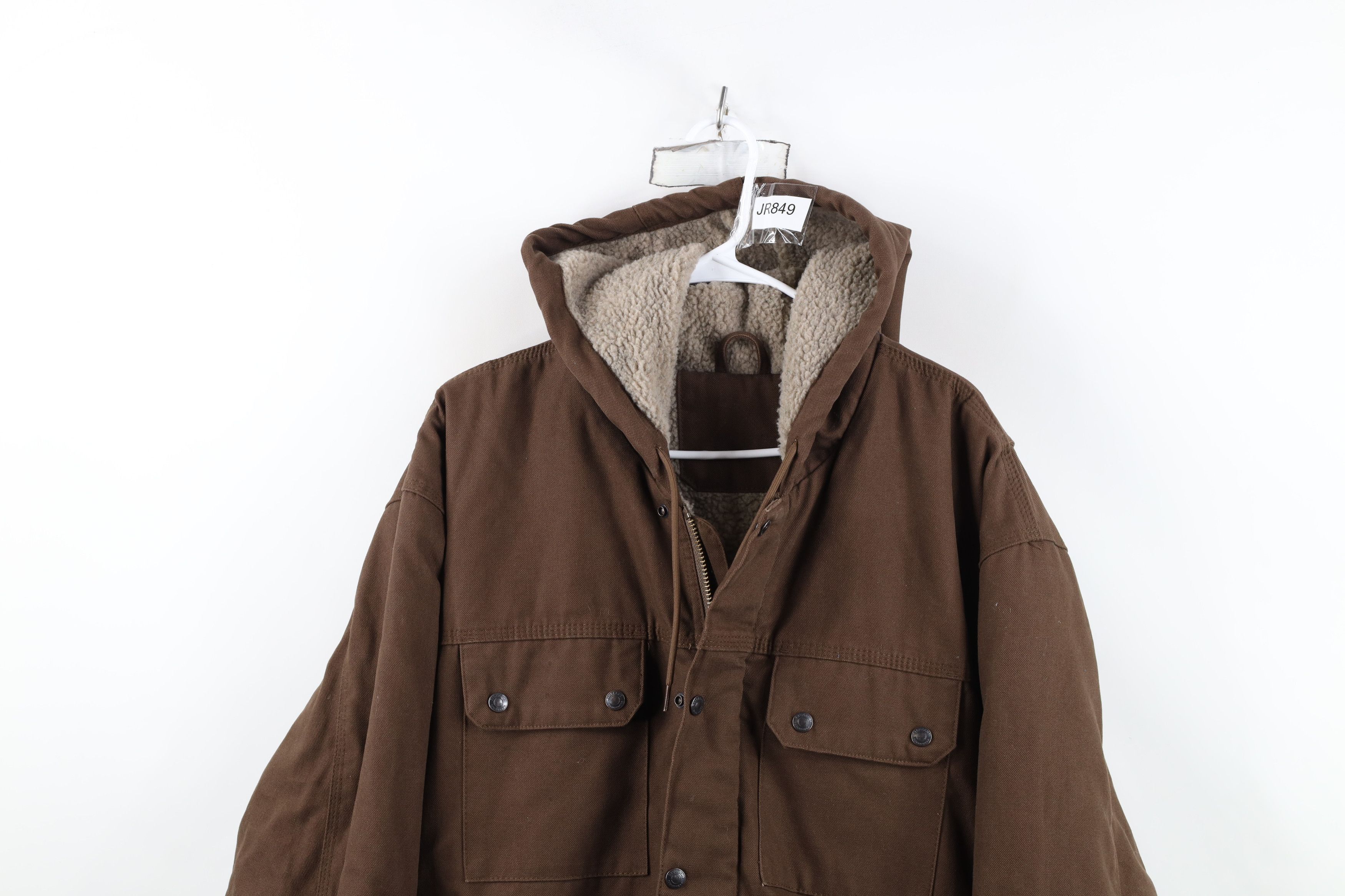 Vintage Vintage Y2K Streetwear Lined Canvas Hooded Jacket Brown Size US XXL / EU 58 / 5 - 2 Thumbnail