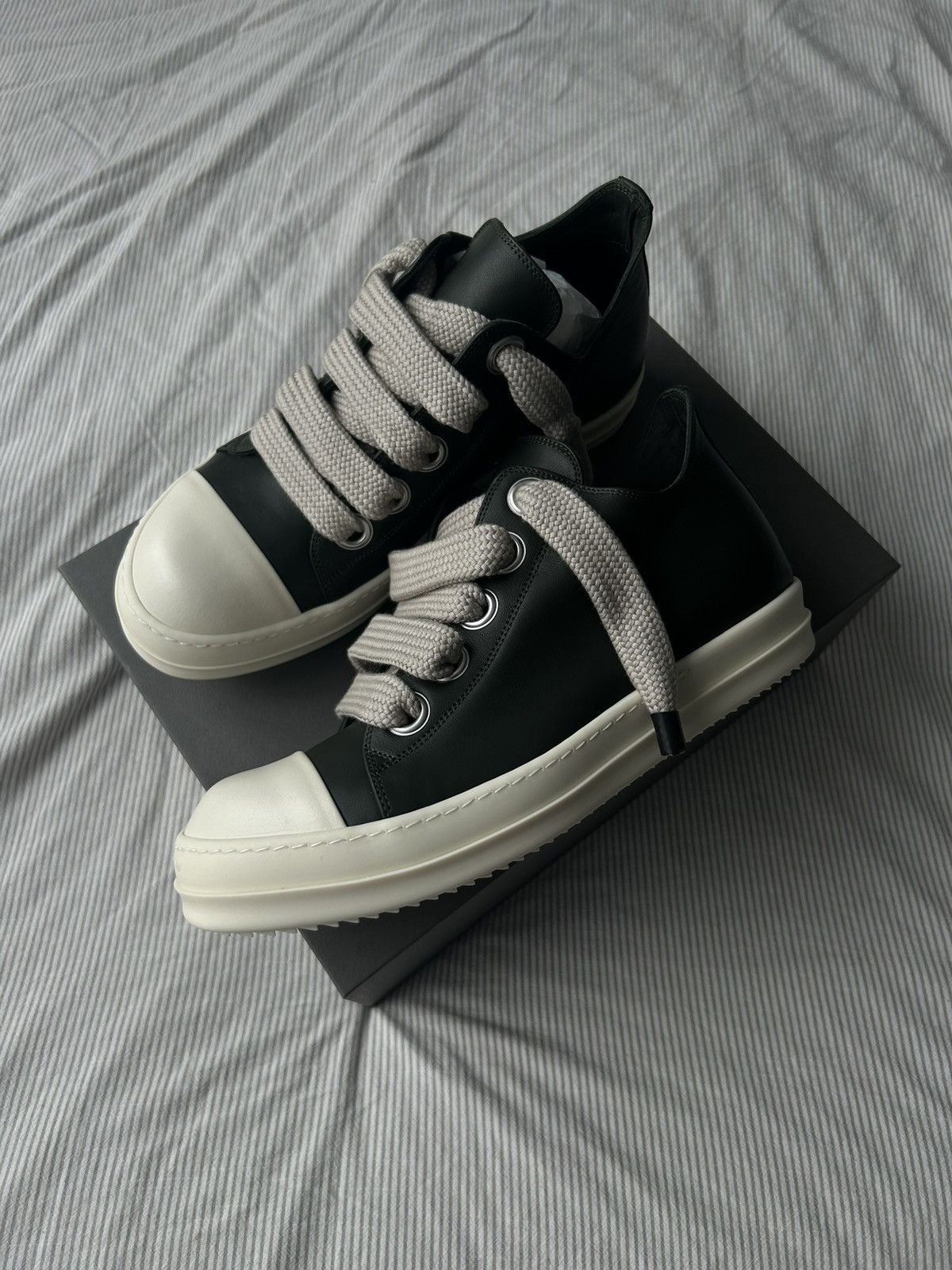 Rick Owens Rick Owens Forest Green Jumbo Lace Leather Sneakers Size US 10.5 / EU 43-44 - 2 Thumbnail