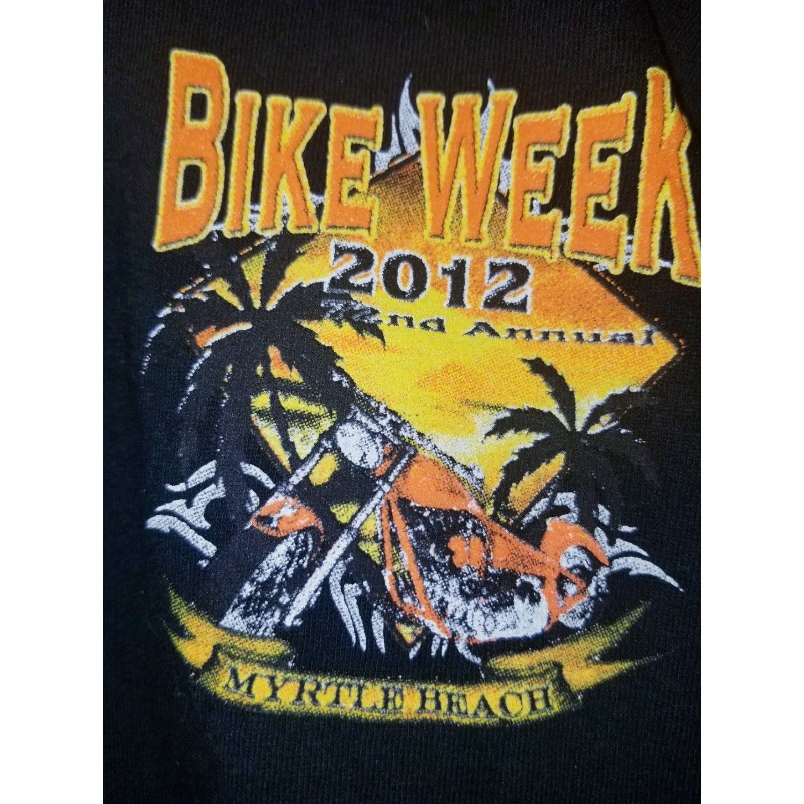 Gildan VINTAGE Mens XL Myrtle Beach Bike Week 2012 South Carolina Souvenir Black T Shirt Size US XL / EU 56 / 4 - 3 Thumbnail