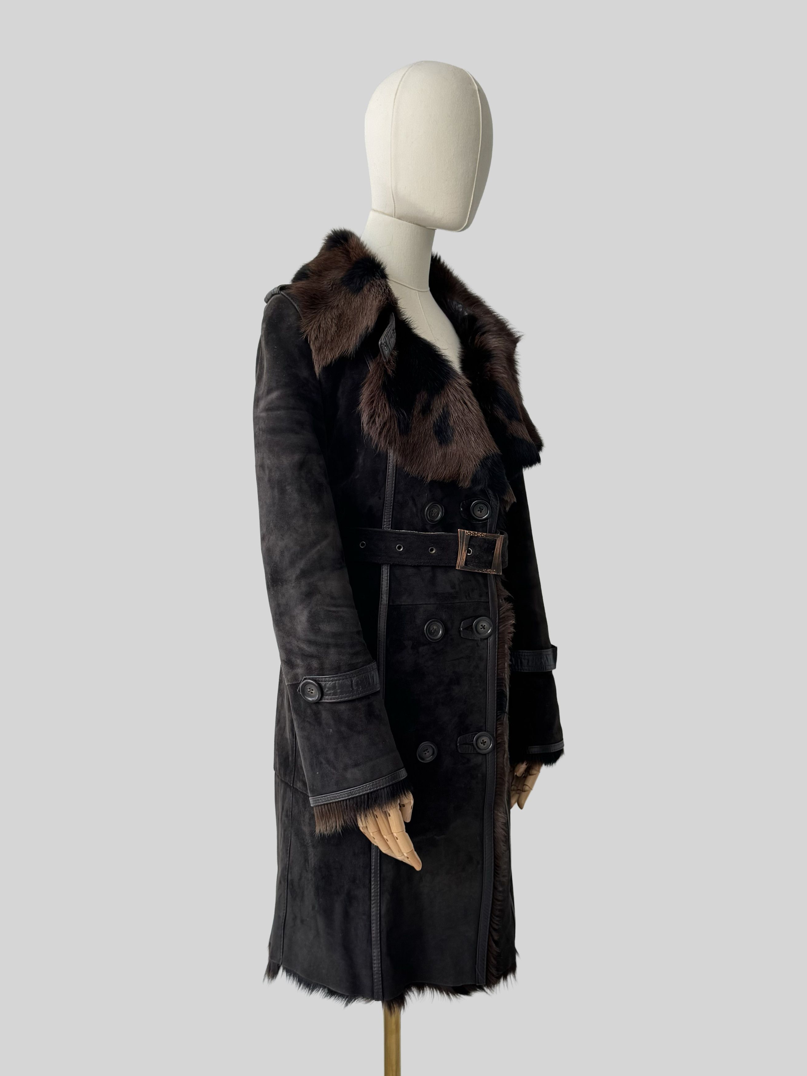 Vintage Vintage Real Leather&Fur Coat With Belt (D15)(D10) Size S / US 4 / IT 40 - 2 Thumbnail