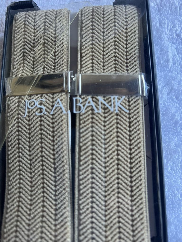 Jos. A. Bank Jos. A. Bank Herringbone Suspenders with Leather Accents Size ONE SIZE - 2 Thumbnail