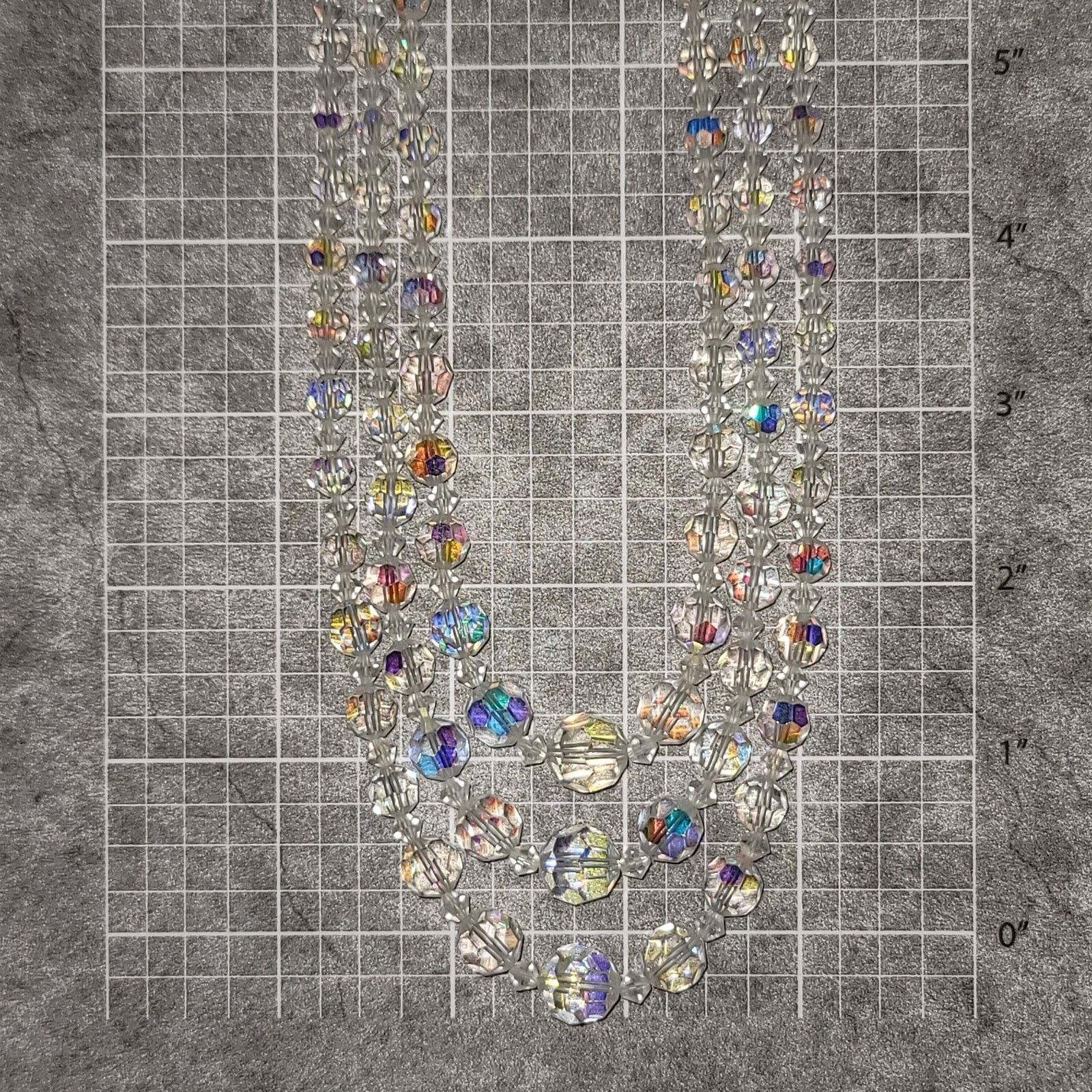 Vintage VTG c1950s 18" 3-Strand Iridescent Aurora Borealis Necklace Size ONE SIZE - 5 Thumbnail