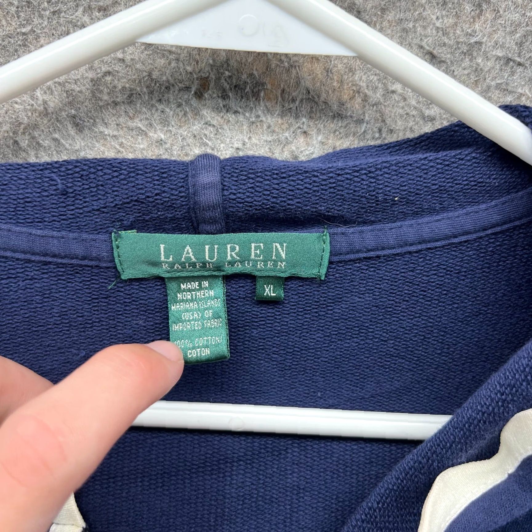 Ralph Lauren VINTAGE Lauren Ralph Lauren Jacket Hoodie Womens XL Blue Full Zip Utility Sweatshirt LRL Women’s Hooded Pockets Fleece Size XL / US 12-14 / IT 48-50 - 3 Thumbnail