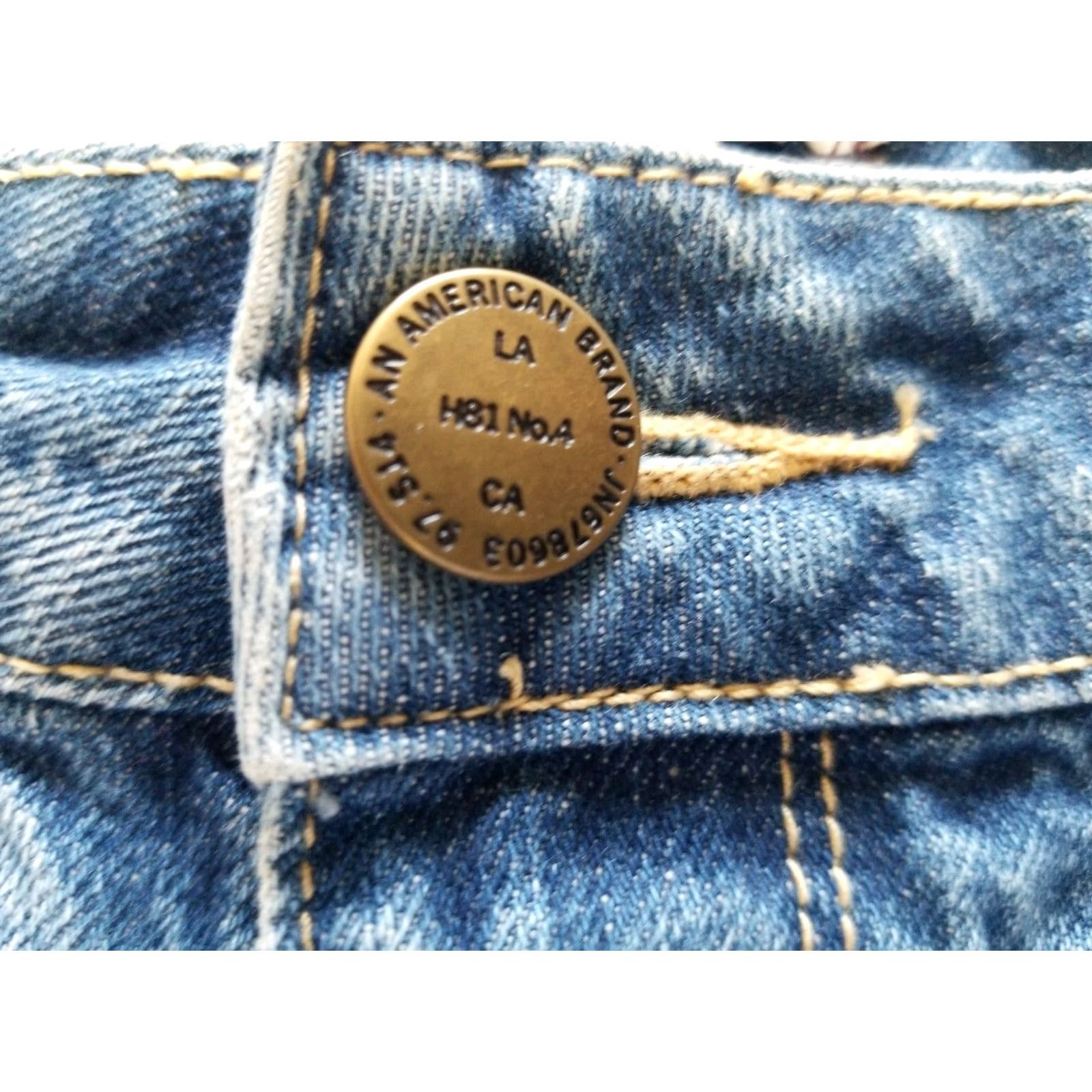 Vintage I Love H81 Embroidered Distressed Women's Jean Shorts Sz 25 Blue Cotton Button Shorts Juniors Women 2in Inseam Size 42" / US 20 - 4 Thumbnail