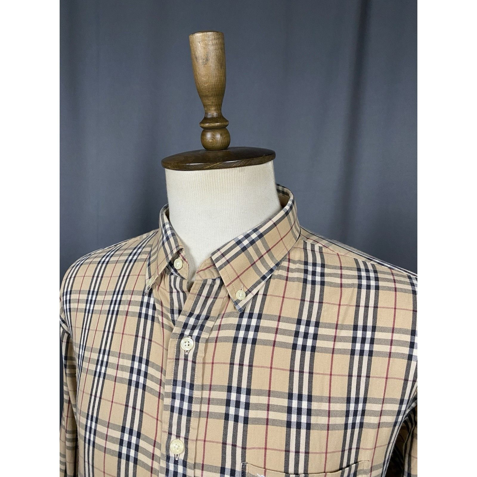 Burberry Burberry Nova Check Vintage Men's Beige Longsleeve Shirt Siz Size US XL / EU 56 / 4 - 5 Thumbnail