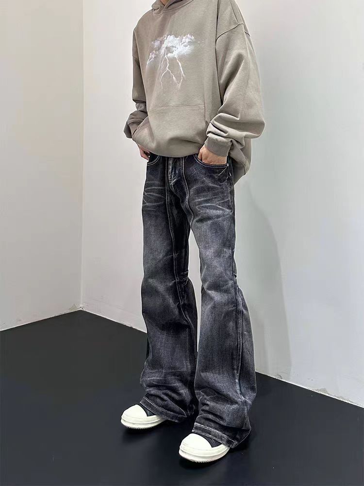 Japanese Brand × Jean Vintage street pleated washed and faded micro flare jeans Size US 32 / EU 48 - 3 Thumbnail