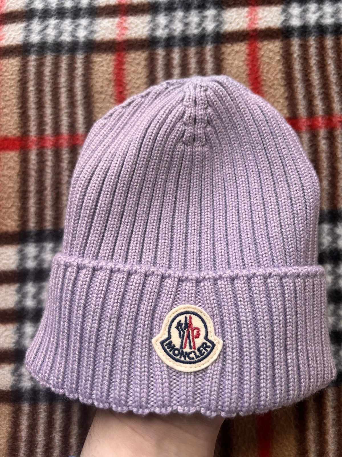 Moncler Moncler Berretto Tricot Beanie Lilac cap hat wool logo purpl Size ONE SIZE - 4 Thumbnail