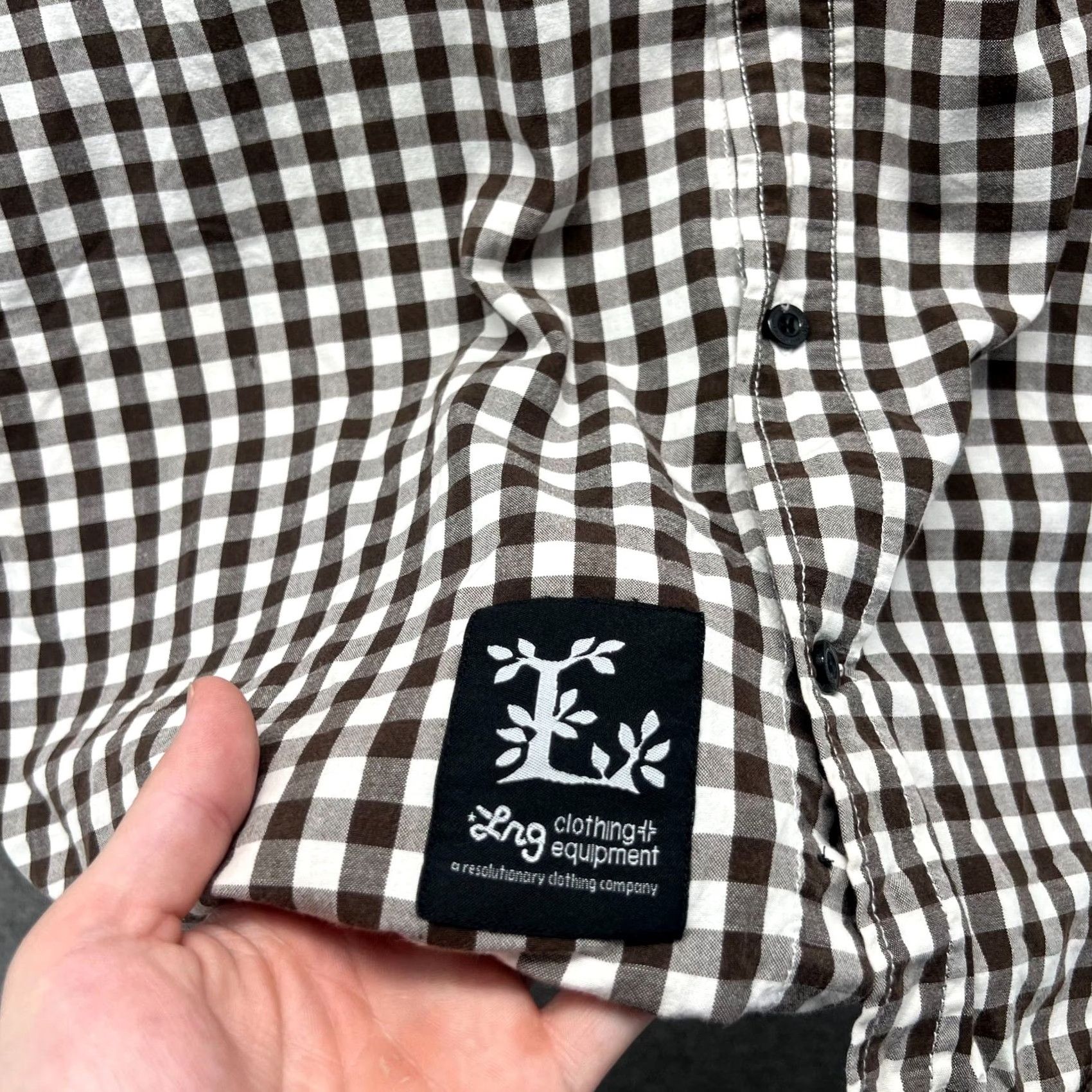 Vintage LRG Shirt Mens XL Brown White Gingham Checkered Button-Down Cotton Patch Casual Size US XL / EU 56 / 4 - 4 Thumbnail