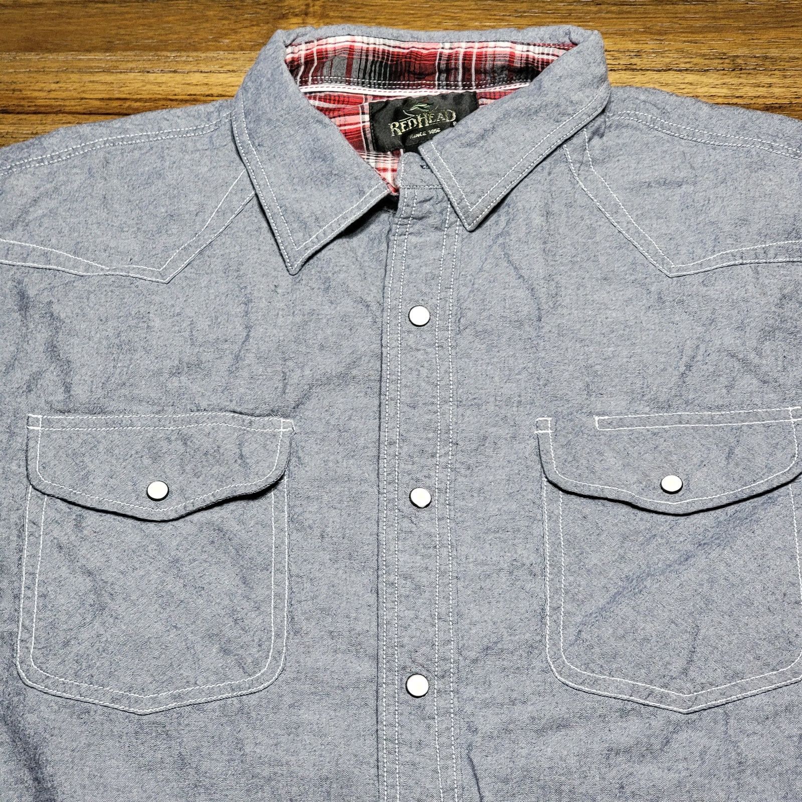 Redhead Red Head LS Blue Denim Pearl Snap Western Shirt - Size XL Size US XL / EU 56 / 4 - 2 Thumbnail