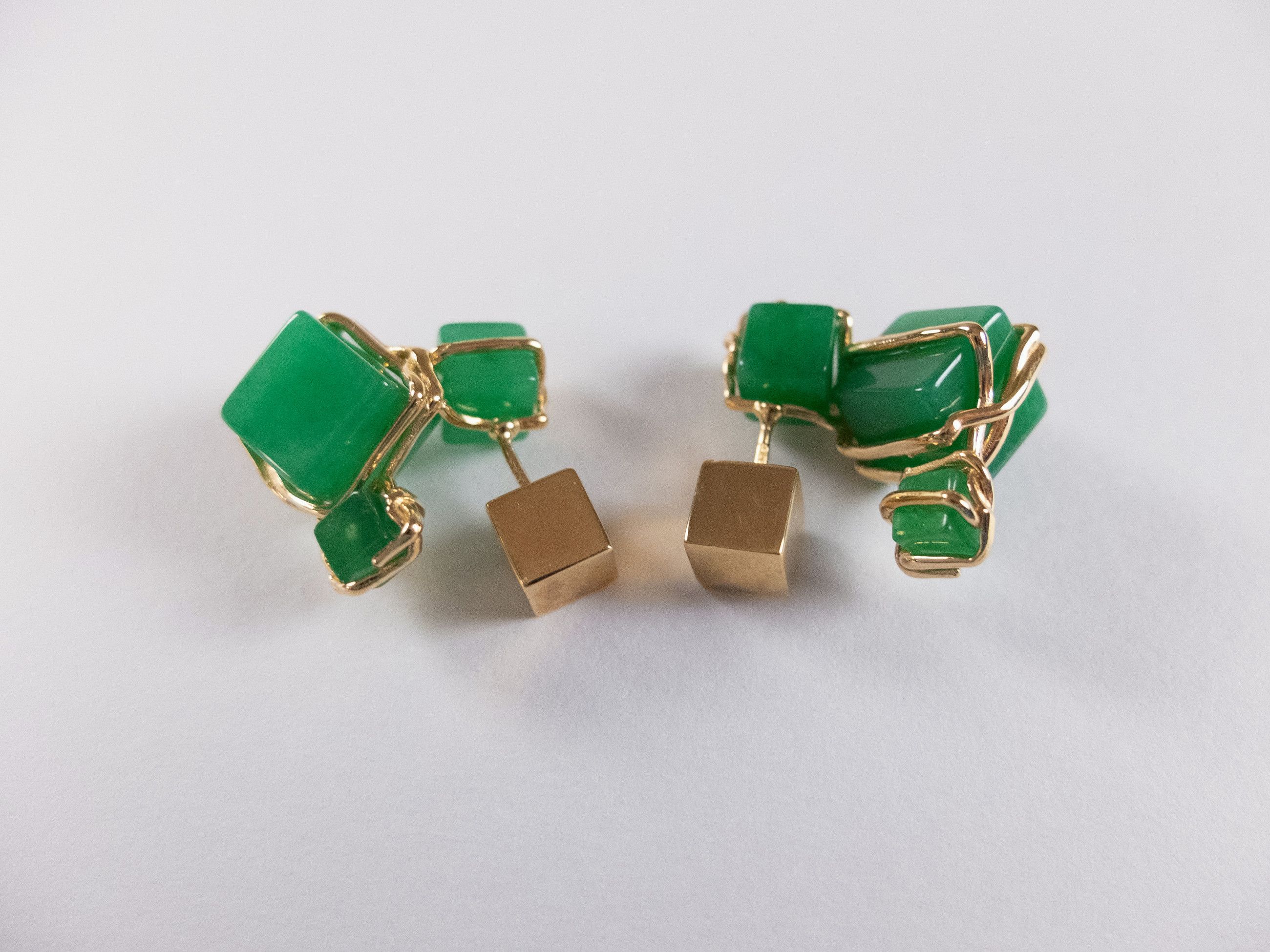 Bottega Veneta BOTTEGA VENETA green & gold Jade stone & silver earrings q Size ONE SIZE - 5 Thumbnail