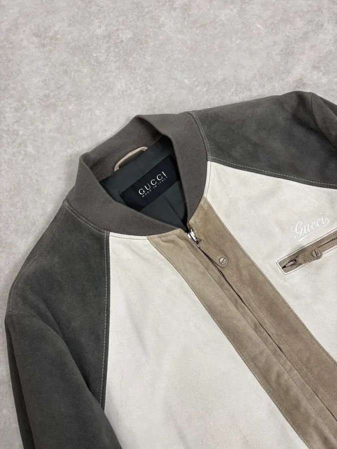 Gucci FW2005 Gucci White & Grey Suede Leather Bomber Jacket Size US M / EU 48-50 / 2 - 5 Thumbnail