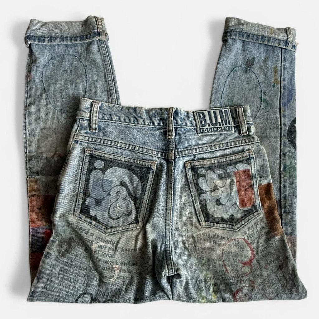 B.U.M Equipment Vintage 90s BUM Equipment Custom Hand Painted Jeans Size 24" / US 00 / IT 34 - 3 Thumbnail
