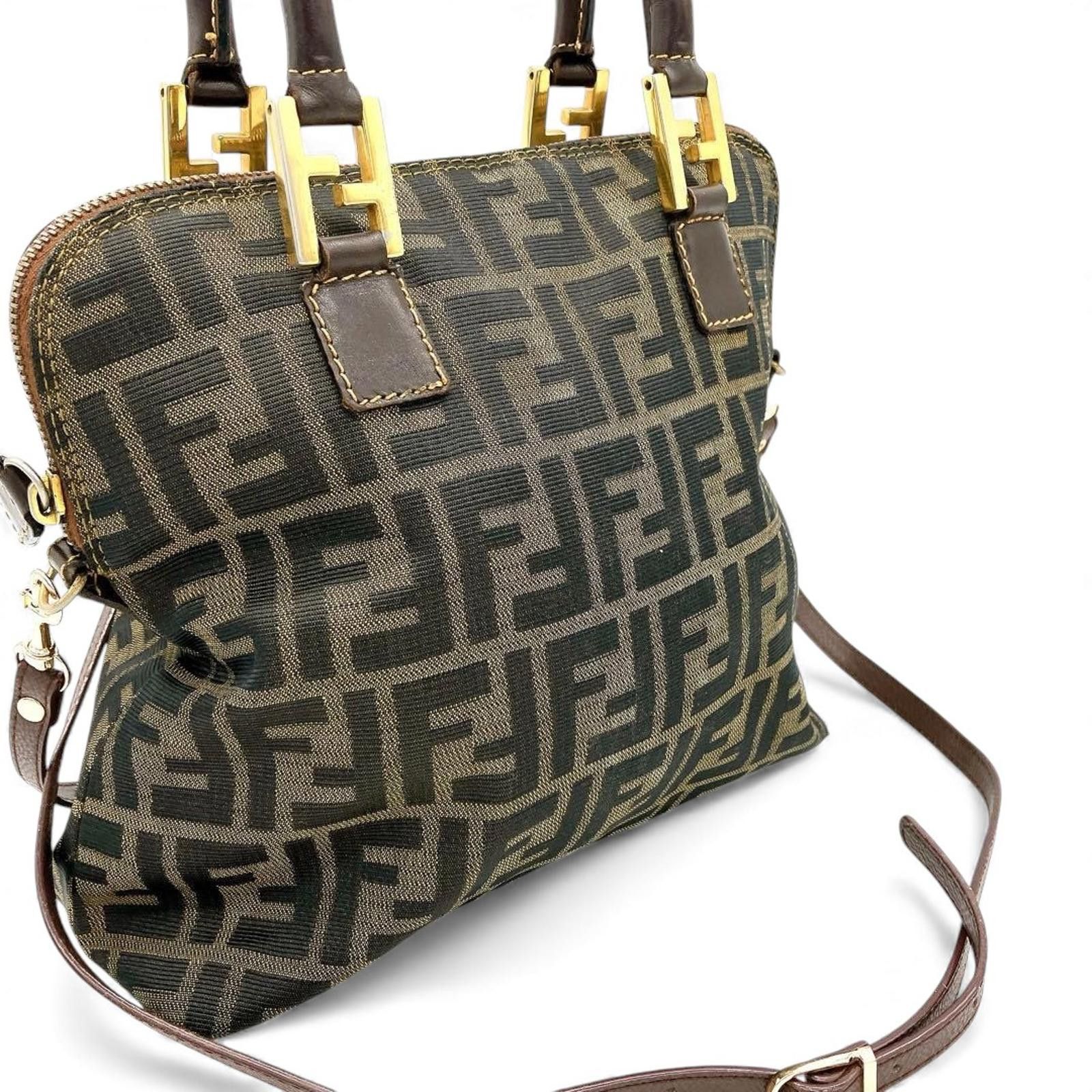 Fendi Fendi - Monogram Canvas Handbag Leather Handles Size ONE SIZE - 4 Thumbnail