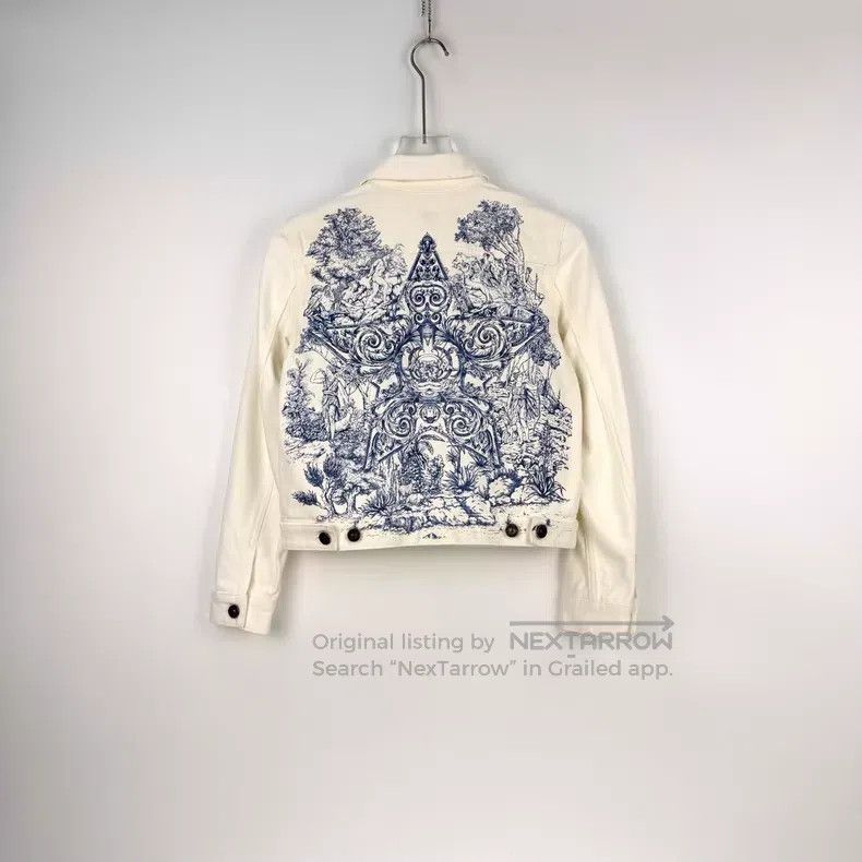 Dior Dior White embroidered bee denim cotton jacket Size XS / US 0-2 / IT 36-38 - 4 Thumbnail