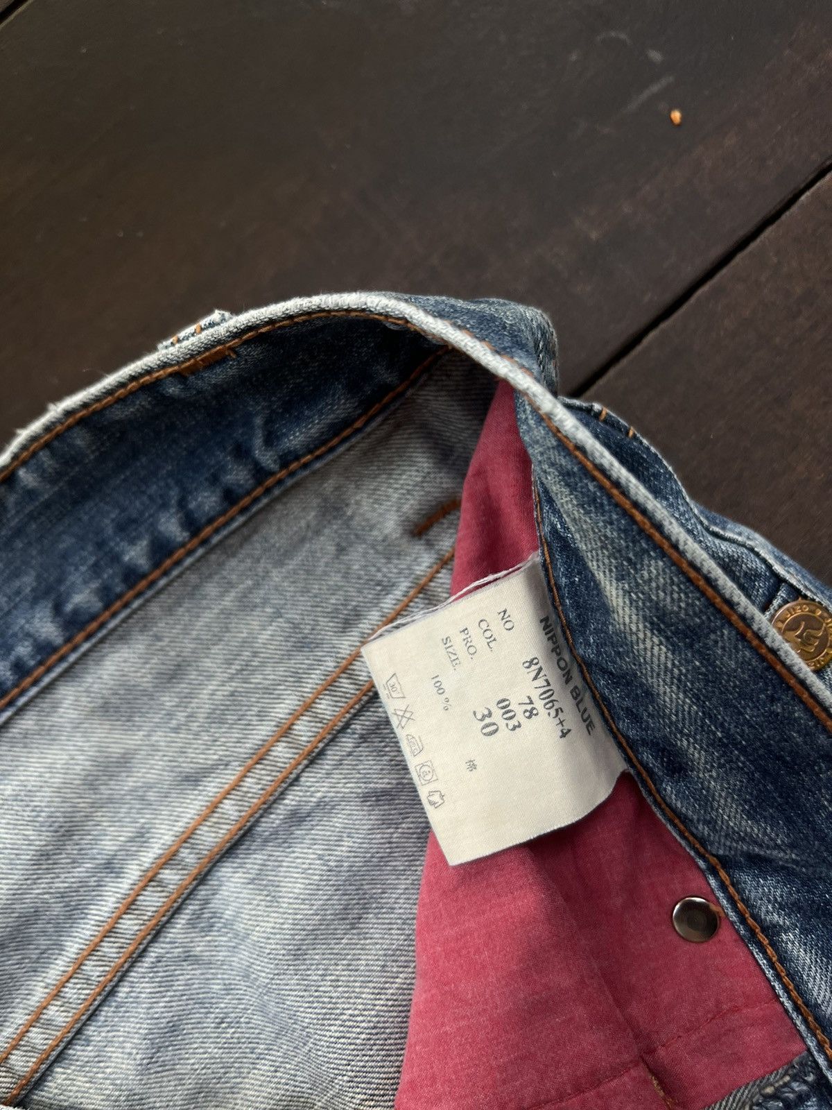 Japanese Brand NIPPON BLUE EMBROIDED EVISU STYLE JEANS Y2K Size US 30 / EU 46 - 8 Thumbnail