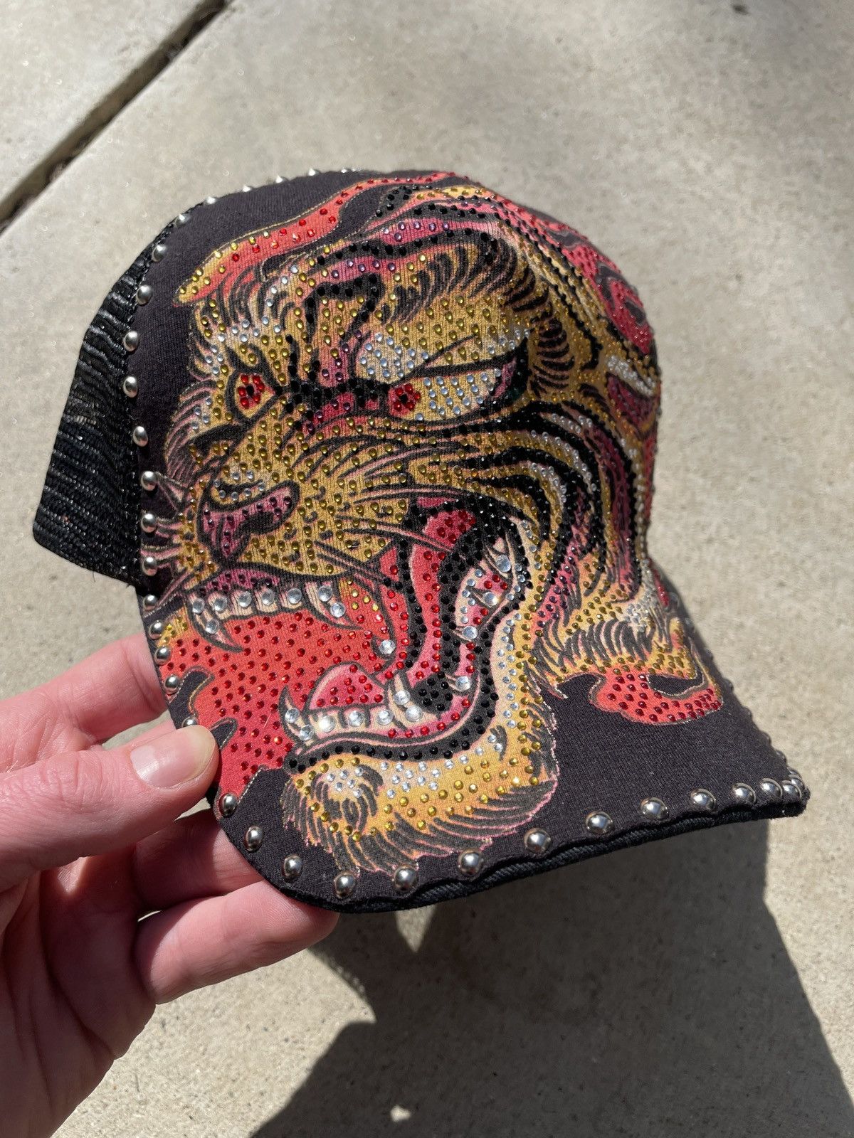 image of Ed Hardy Stepahanie Head Wear Hat in Black, Men's
